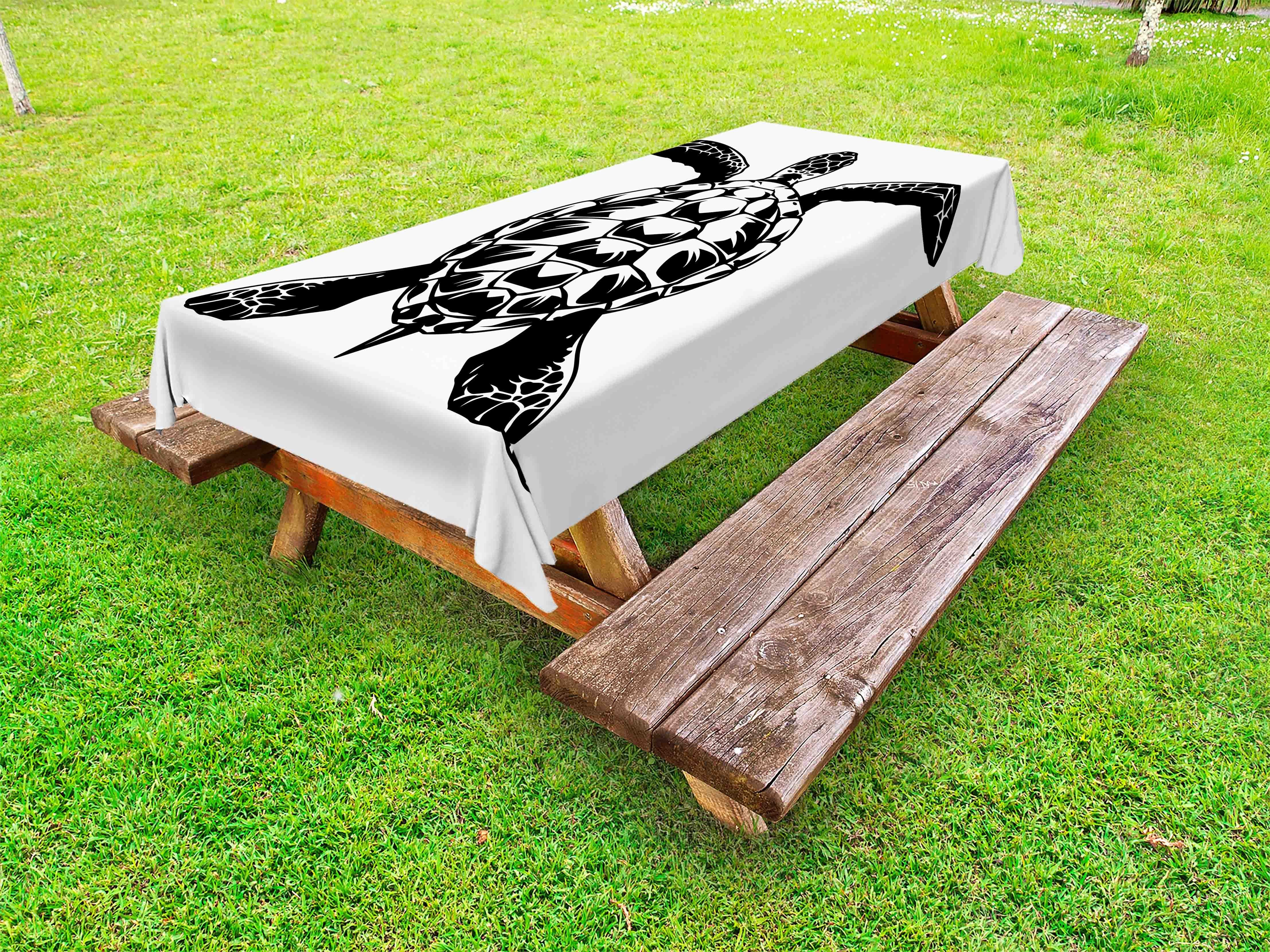 Abakuhaus Tischdecke dekorative waschbare Picknick-Tischdecke, Schildkröte Single Silhouette Graphics | Tischdecken