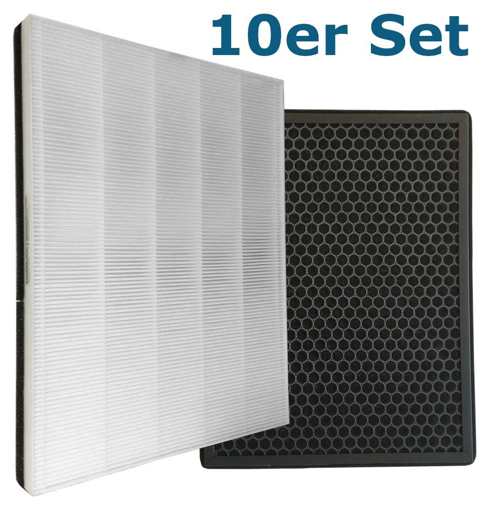 Comedes Filter-Set 10er Set einsetzbar statt Philips FY1410/30 und FY1413/30, Zubehör für Passend für die Philips Luftreiniger AC1214/10 und AC2729/10