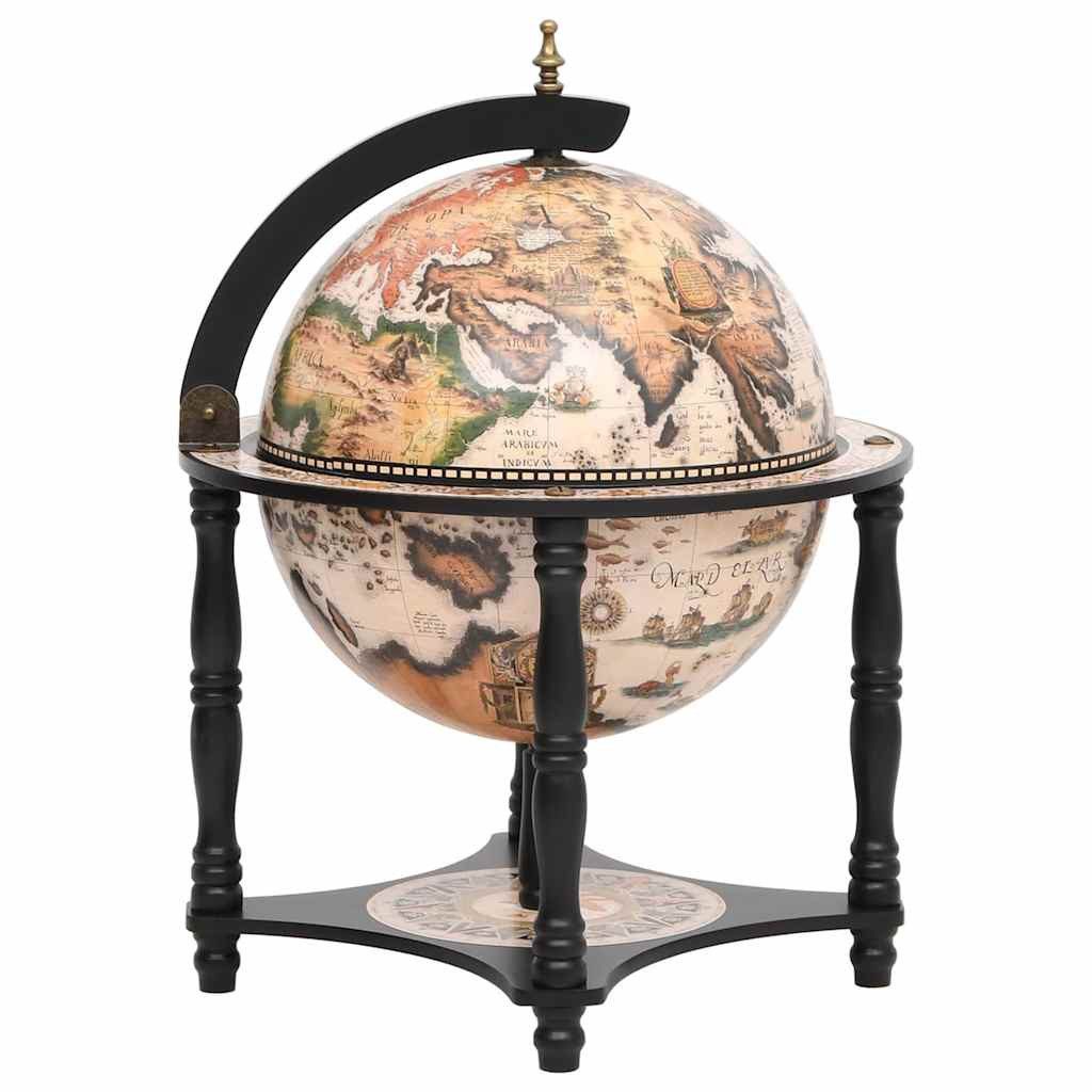 vidaXL Barschrank Globus-Bar Schwarz Massivholz Eukalyptus (1-St)
