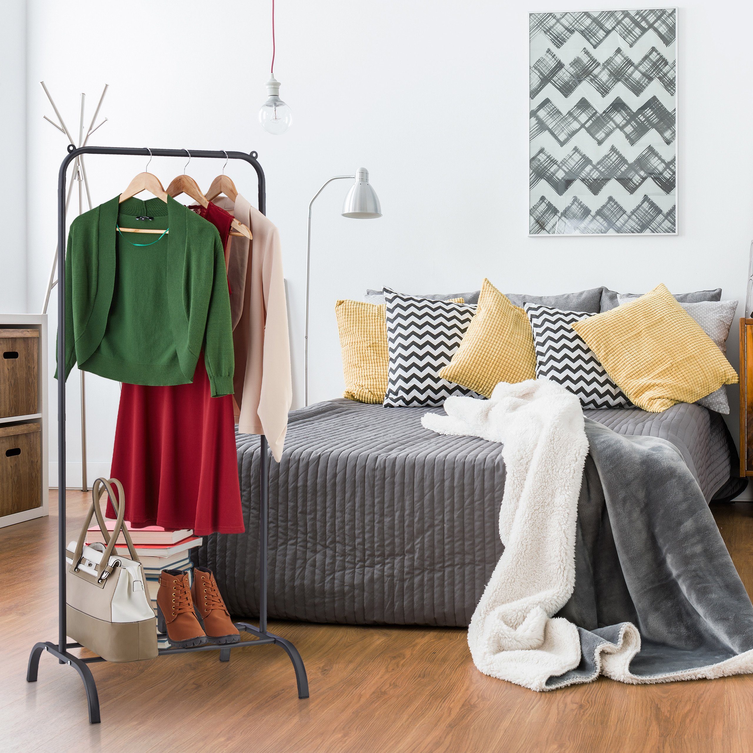 relaxdays Garderobenständer Metall Kleiderständer mit Ablage, günstig online kaufen