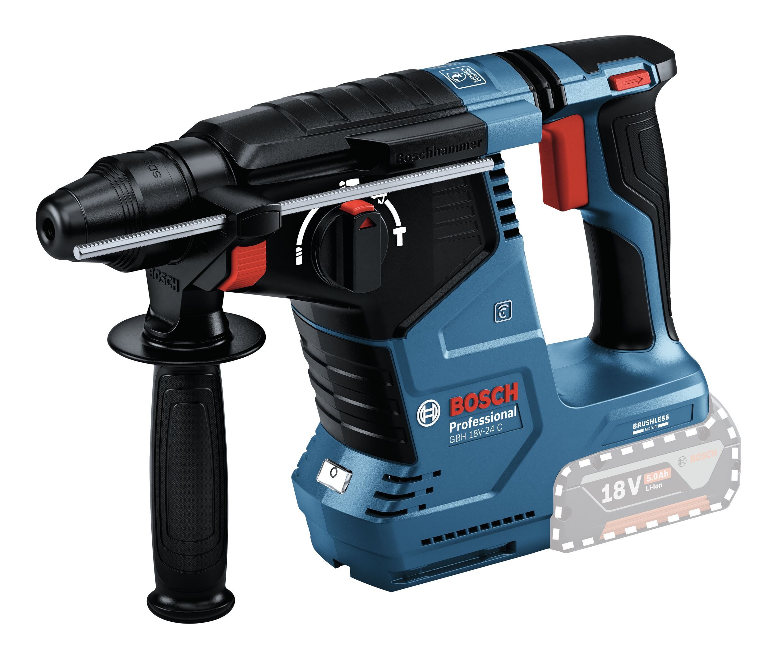 BOSCH Akku-Kombibohrhammer GBH 18V-24 C, 18 V, max. 980 U/min, Bohrhammer mit SDS plus Ohne Akku - im Karton