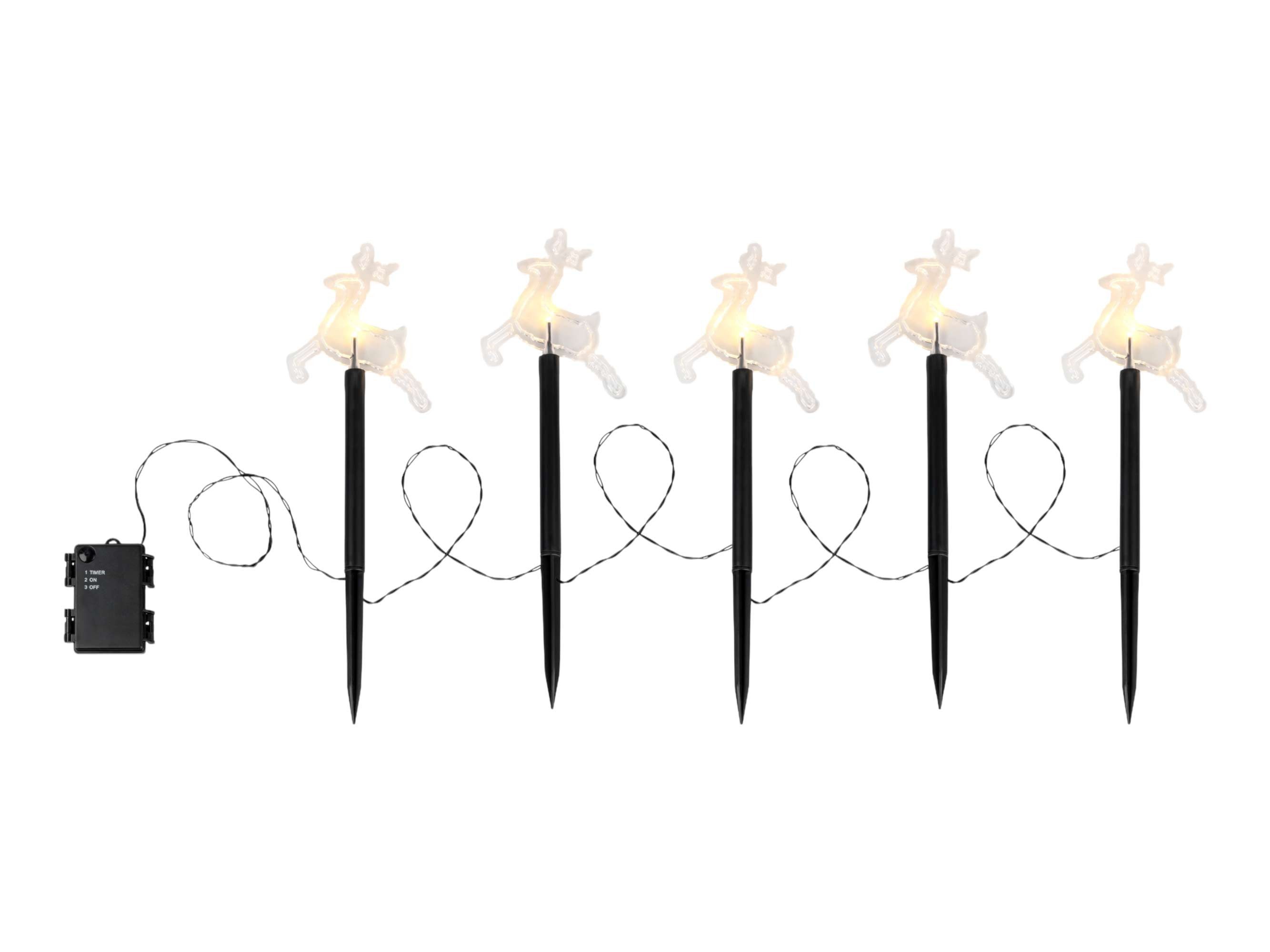 FHS Gartenstecker (Set, 5-St., 5-teilig) Rentiere 24cm 6/18h Timer 1,6m Bat günstig online kaufen