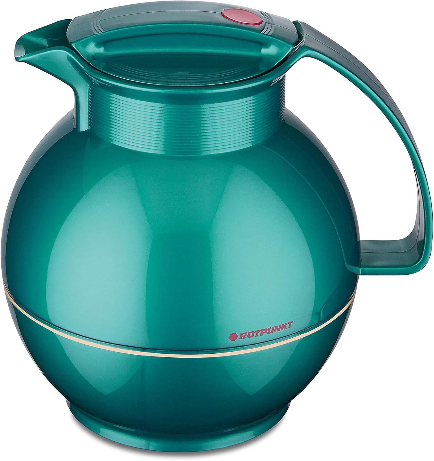 ROTPUNKT Isolierkanne 1,0 Liter I Glaseinsatz I hochwertig I Kugelkanne I große Öffnung, 1 l, (360) Kaffeekanne I Teekanne), Glaskolben aus doppelwandigem Rosalin-Glas