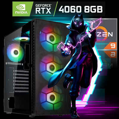 Meinpc Zocker Ryzen 9 RTX 4060 Gaming-PC (AMD Ryzen 9 5900X, Nvidia GeForce RTX 4060 8GB, 32 GB RAM, 1000 GB SSD, Tower, Windows 11 Pro, Gaming, Gamer, RGB)
