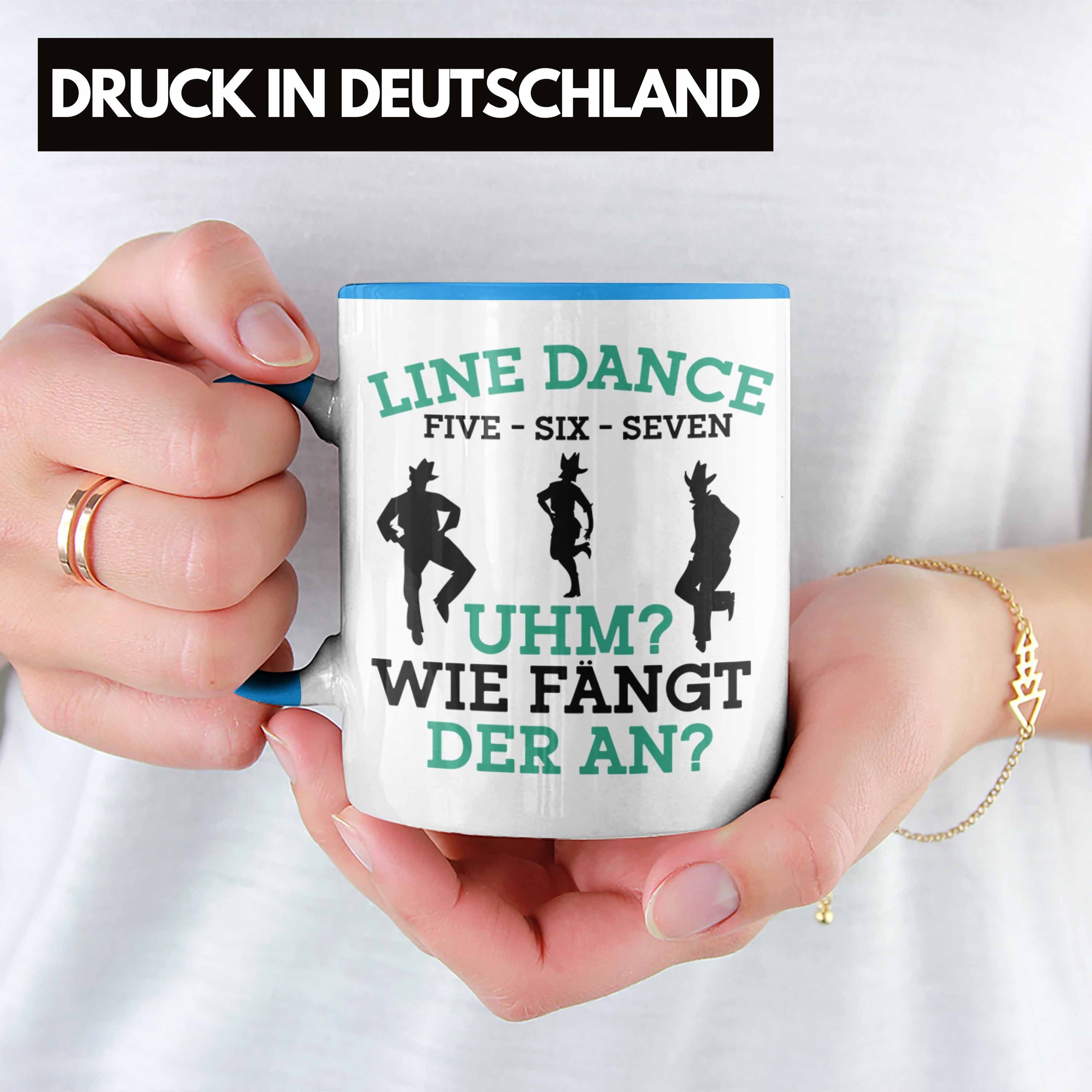 Trendation - Geschenk Line für Tasse Enthusiasten Line Lustige Dance Dance Tasse Blau Tolles