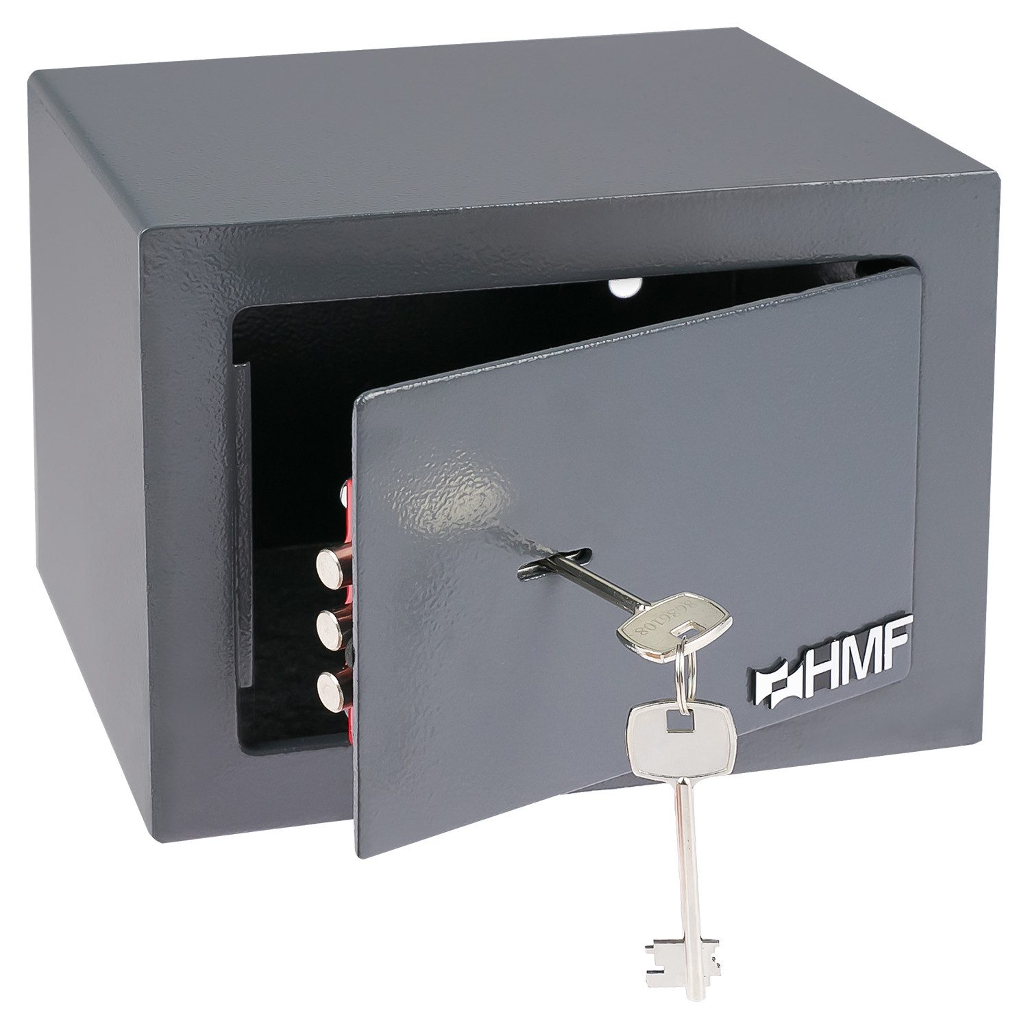 HMF Möbeltresor Safe Tresor klein mit Schlüssel, Schließfach mit Doppelbartschloss, 23 x 17 x 17 cm, blau, Möbel-Safe