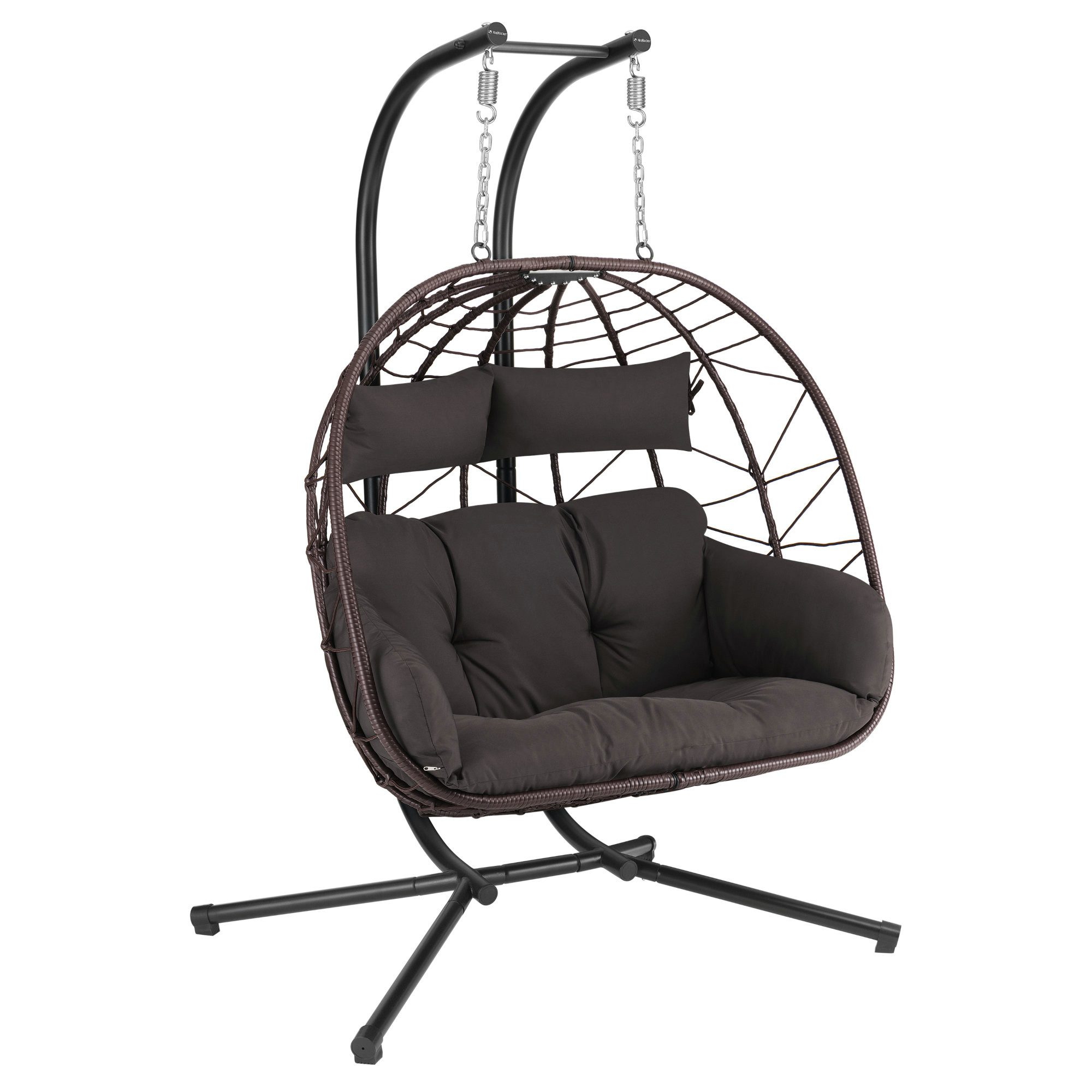 HinHocker Hängesessel Hängesessel für 2 Personen mit Gestell, Braun, XXL Hängeschaukel Indoo, Faltbarer Korb