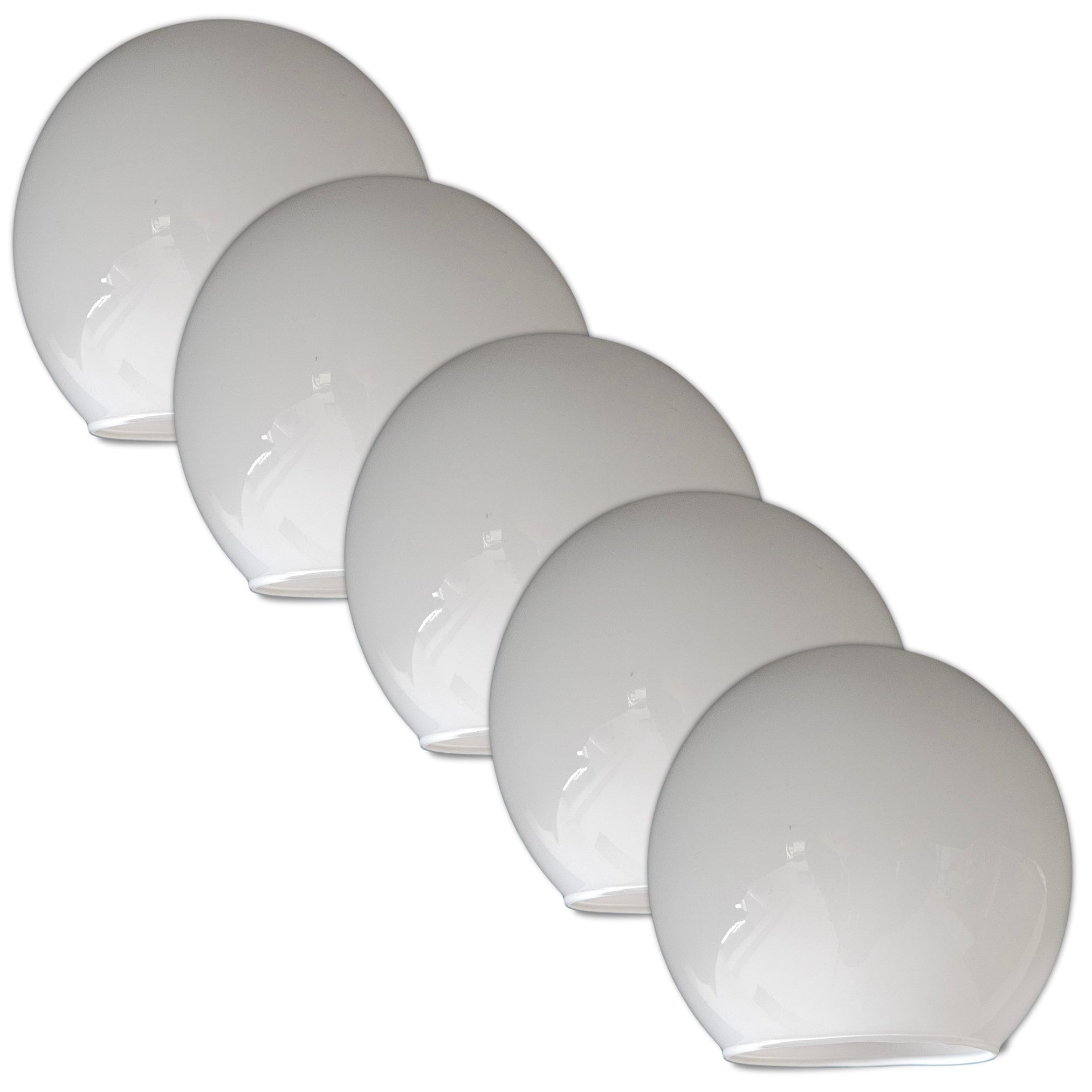 Lichthandel Hoch Lampenschirm Ersatzglas Kugel Weiß - Rundes Lampenglas E14 Fassung Glas Opal Weiß, weiß glänzend, Ideal für DIY-Lampen, Restaurierungen oder als Ersatz