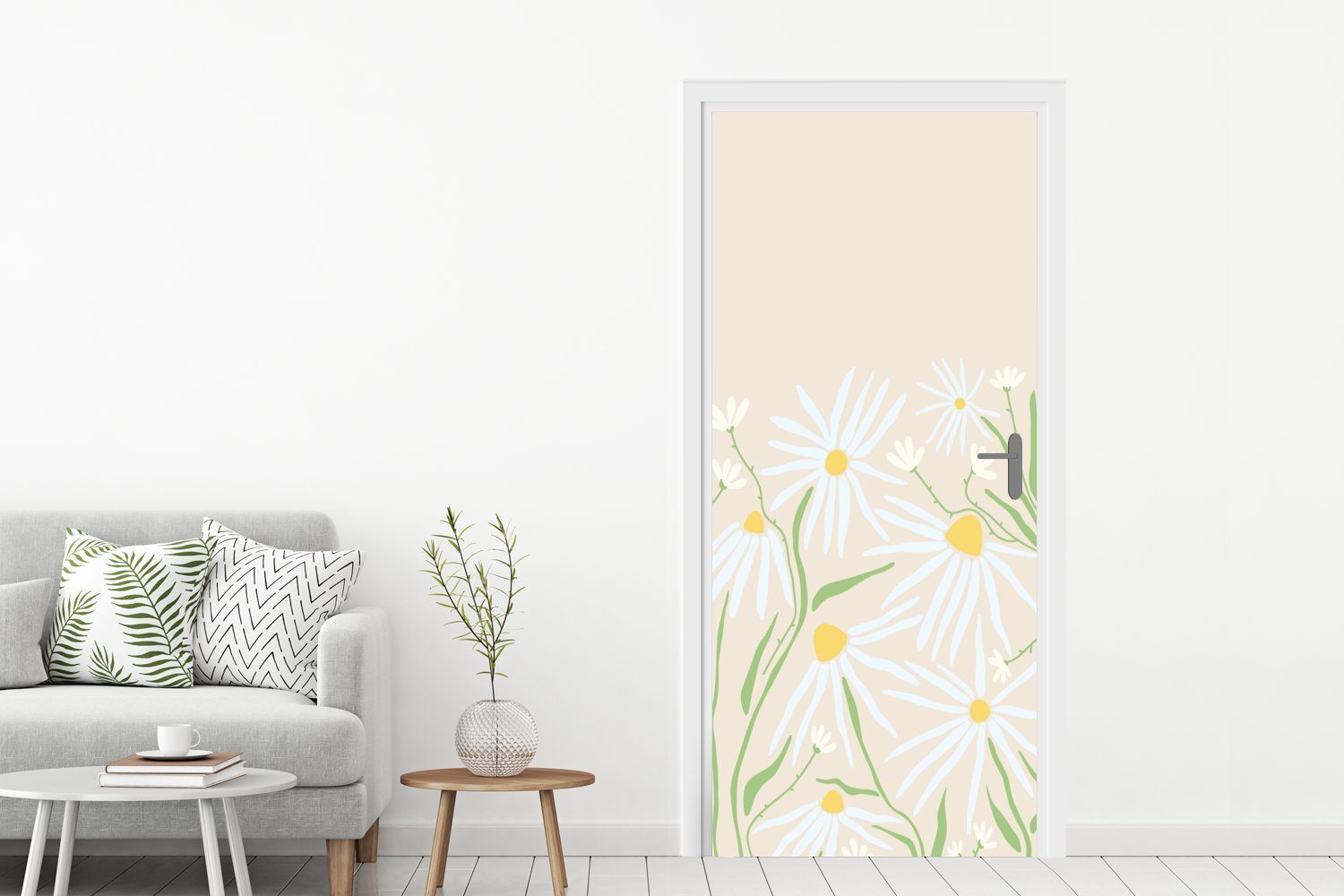 MuchoWow Türtapete Tür, Blume - cm St), für Matt, 75x205 bedruckt, - Muster (1 Gelb, Türaufkleber, Fototapete
