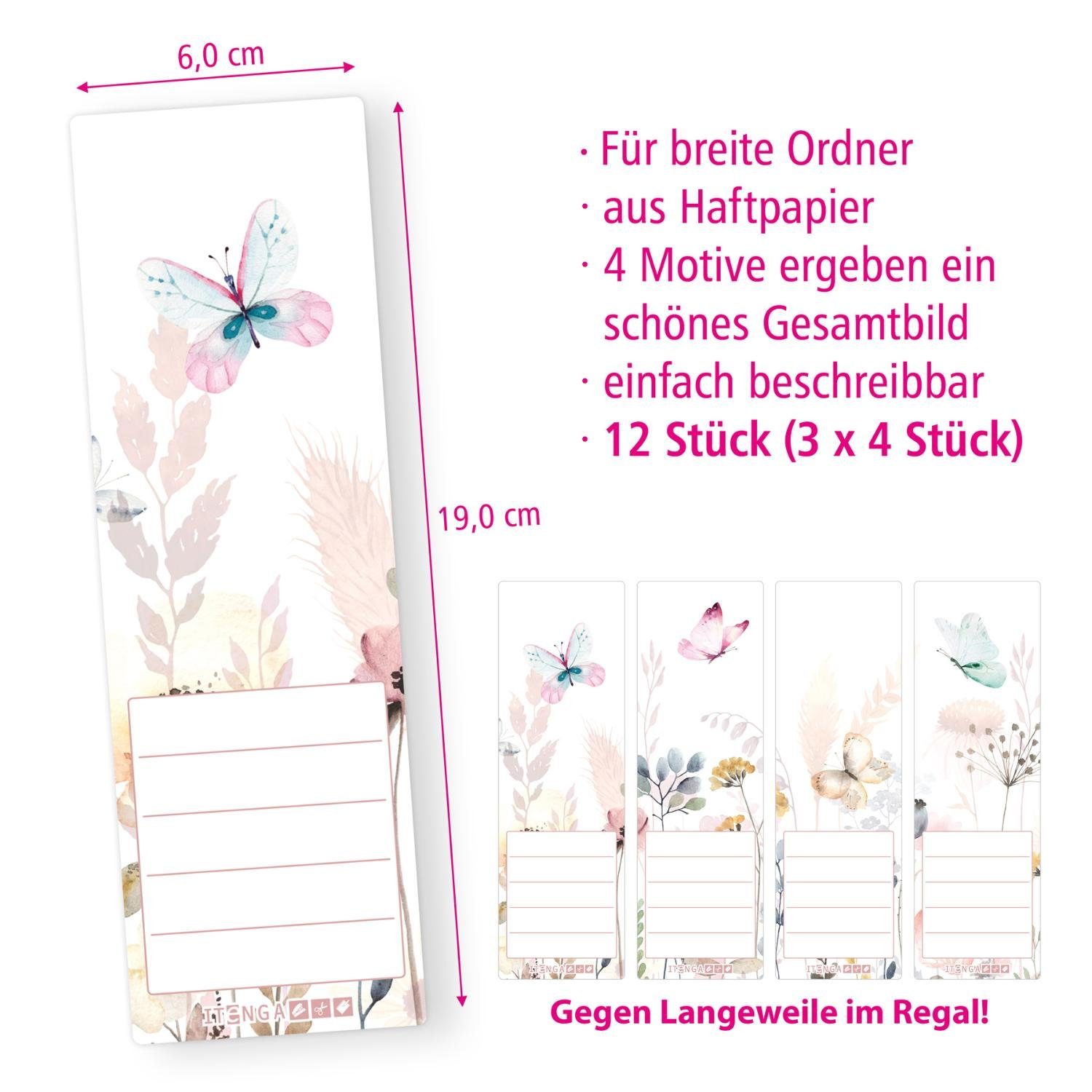 itenga Etiketten itenga 12er Set Ordneretiketten als Panorama Motiv Schmetterling - bre