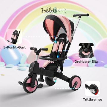 FableKids Dreirad FİNN 7in1 Kinderdreirad Kinder Lenkstange Fahrrad Baby Kinderwagen