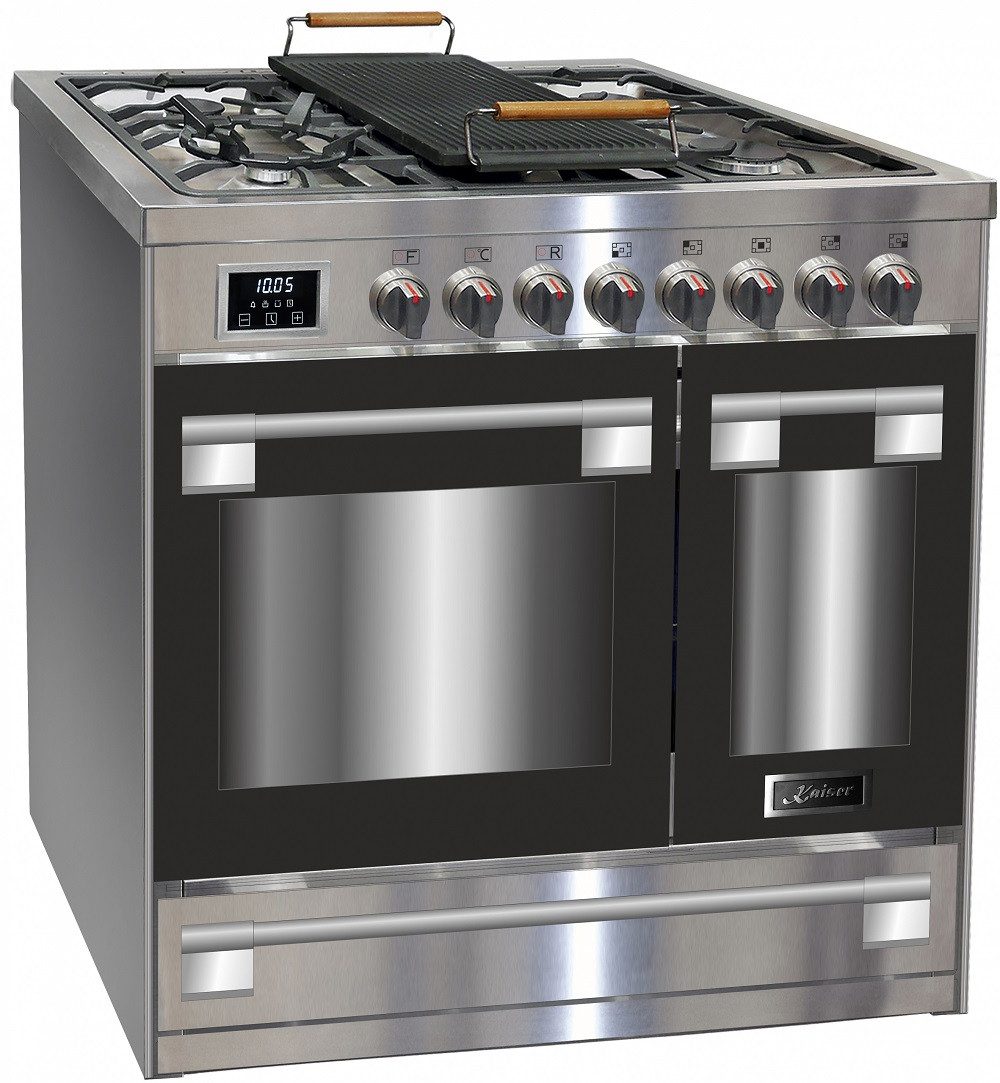 Kaiser Küchengeräte Gas-Standherd 90 cm, Edelstahl, Inox, Range Coocker, 115L HGE 93201 R., mit 1-fach-Teleskopauszug