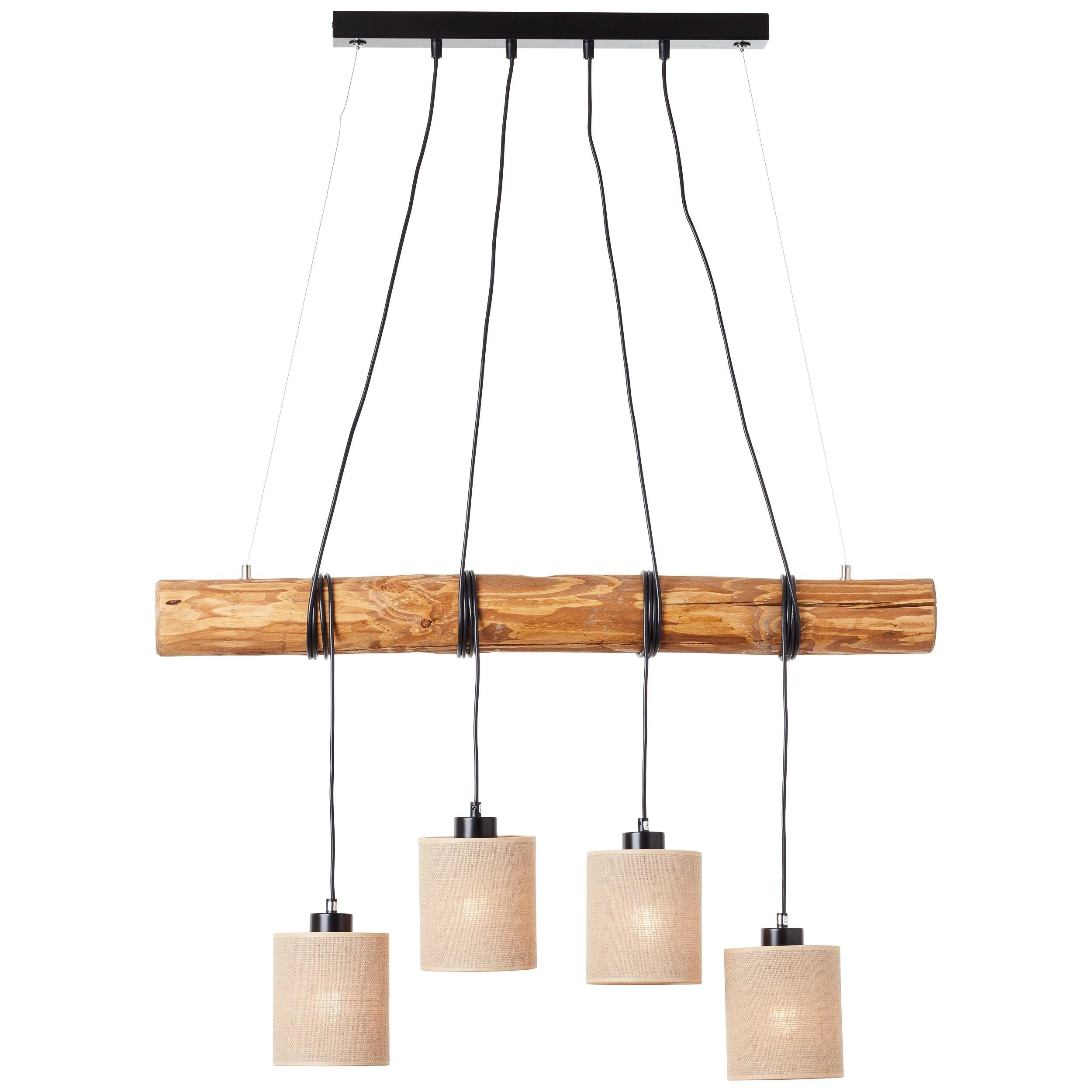 Brilliant Pendelleuchte Vander, Lampe, Vander Pendelleuchte 4flg  schwarz/holzfarbend, 4x A60, E27, 25W