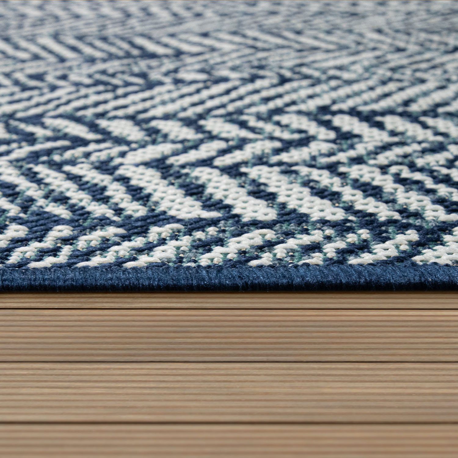 Teppich Ostende In- Paco Flachgewebe, geeignet, blau 4 Outdoor und rechteckig, Höhe: Home, 542, Design, Wohnzimmer modernes mm