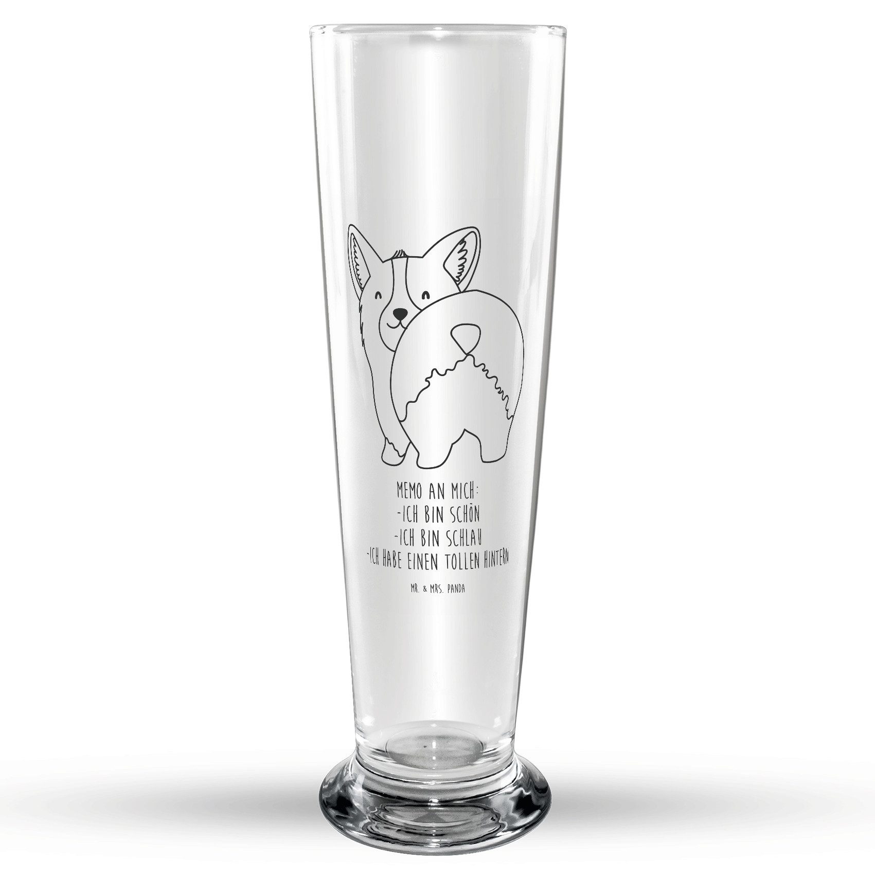 Mr. & Mrs. Panda Bierglas Corgi Po - Transparent - Geschenk, Hundeliebe, Vierbeiner, Spruch, Ha, Premium Glas, Hochwertige Gravur