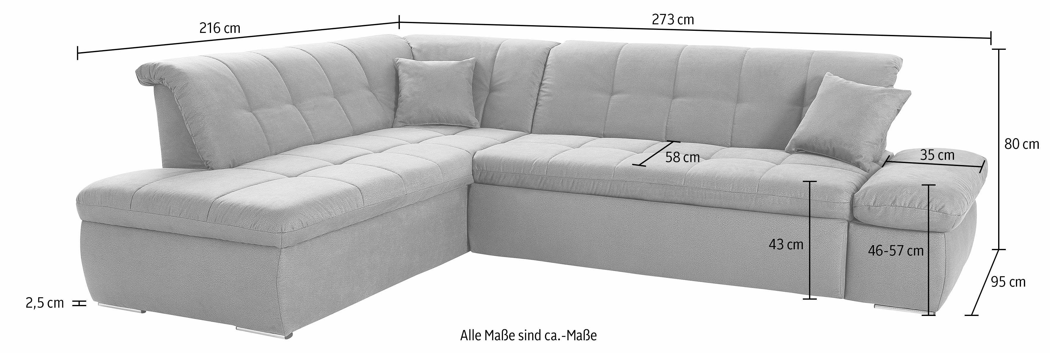 Gesamtmaße der Polsterecke OTTOMANE