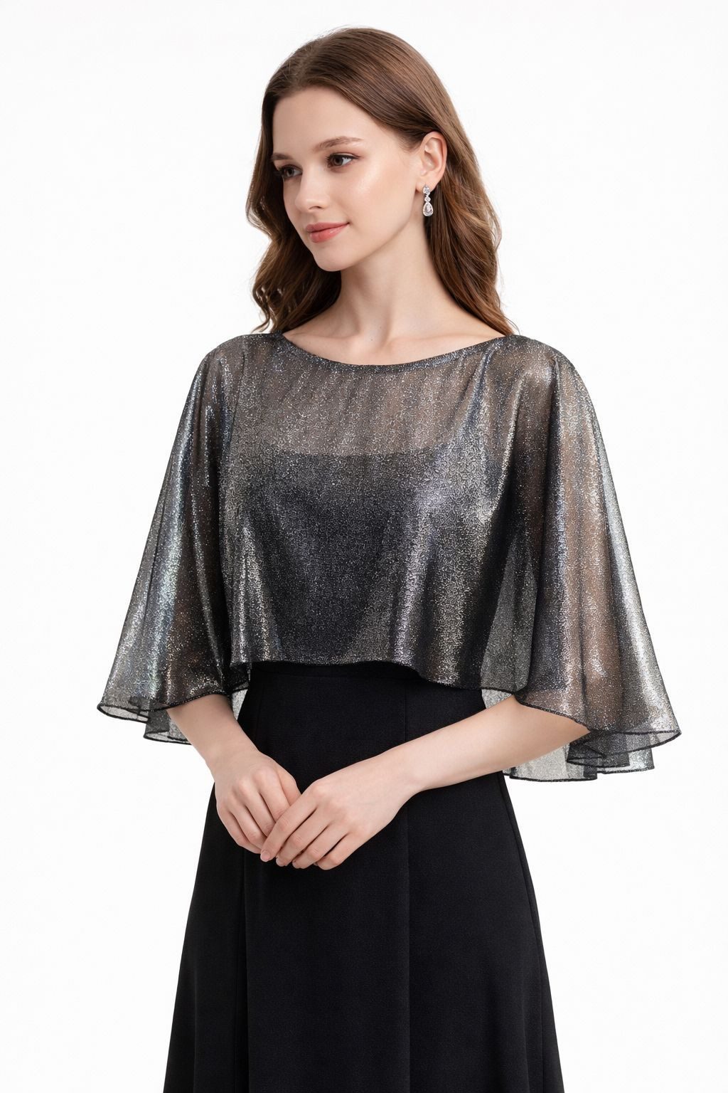 Bwecuy Bolero Damen Cape Schals für Hochzeitskleider Elegantes Bankett Capelets für Abendkleid Hochzeit Braut Brautjungfern Cape