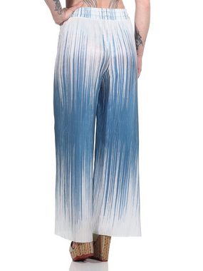 Aurela Damenmode Palazzohose Marlene Hose für Damen sommerliche Plisseehose Damen Culotte modischer Farbverlauf (Ombré-Look), luftige Plisse Optik, Deko-Bindeband