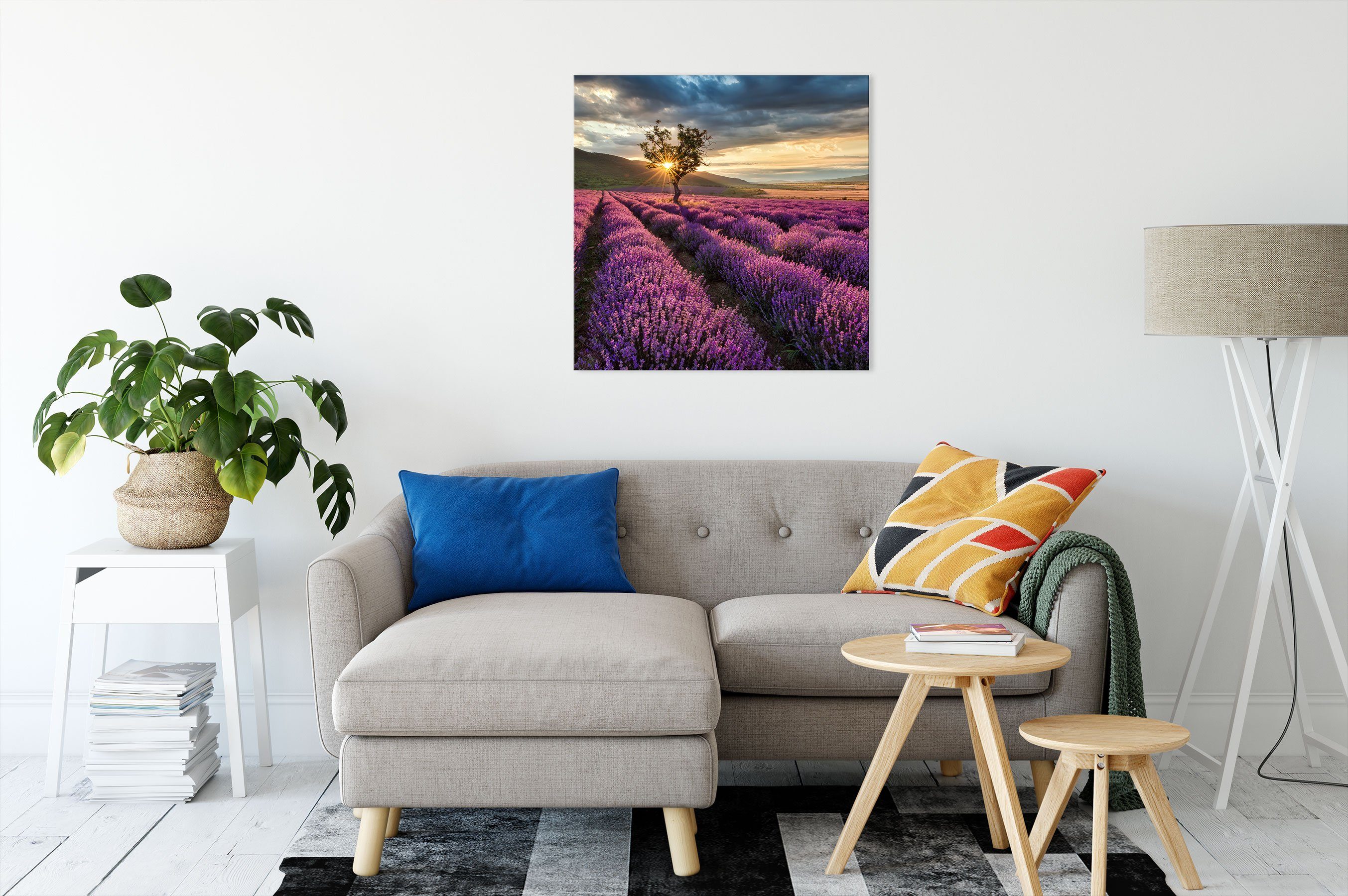 Pixxprint Leinwandbild Lavendel Provence mit Baum, günstig online kaufen