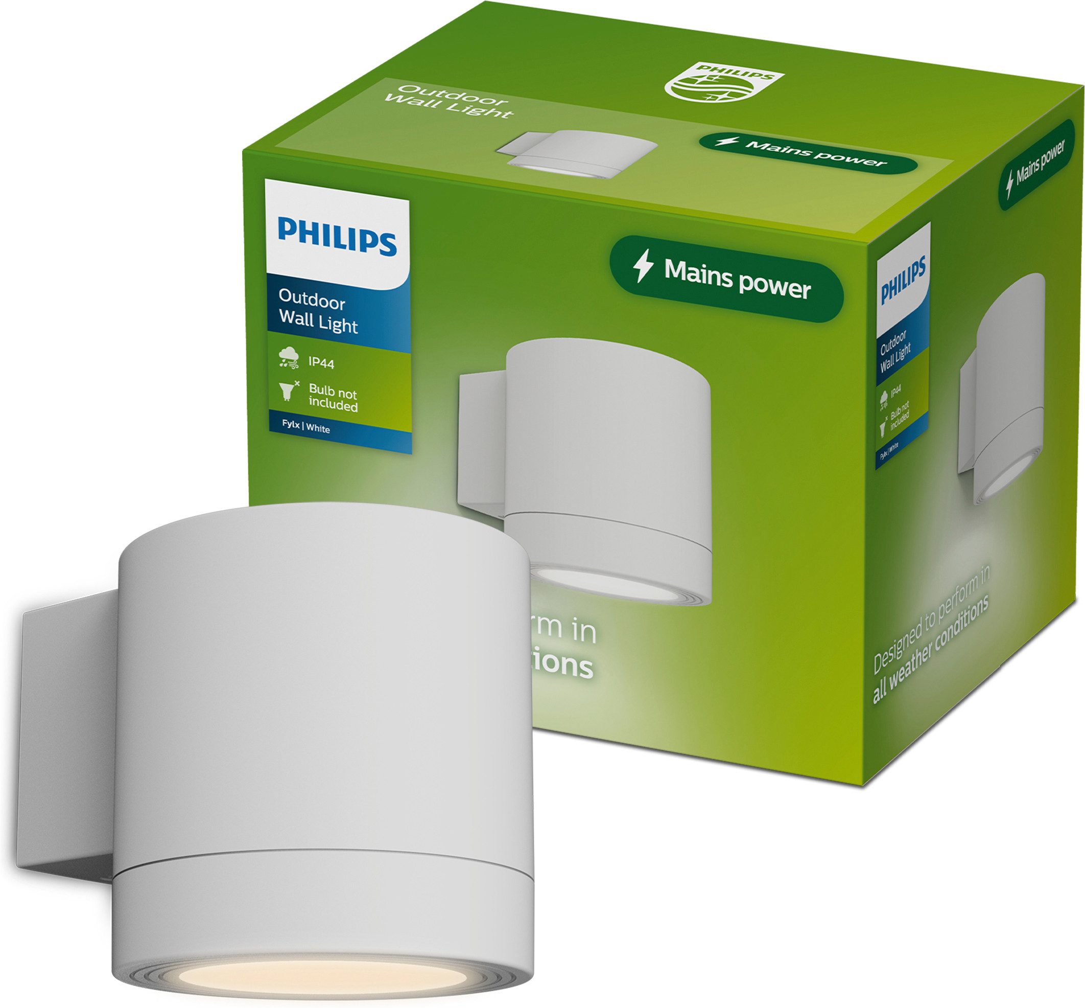 Philips LED Außen-Wandleuchte Outdoor Fylx, ohne Leuchtmittel, ohne GU10-Leuchtmittel, IP44