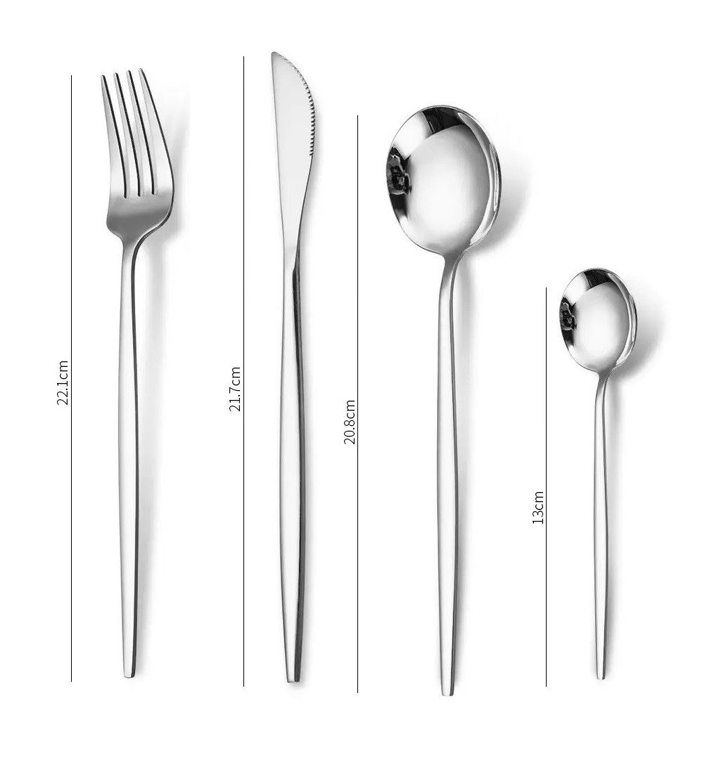 Rungassi Besteck-Set Premium Besteck-Set Silber 6 Personen 24-tlg Edelstahl Essbesteck – Bild 2 von 4