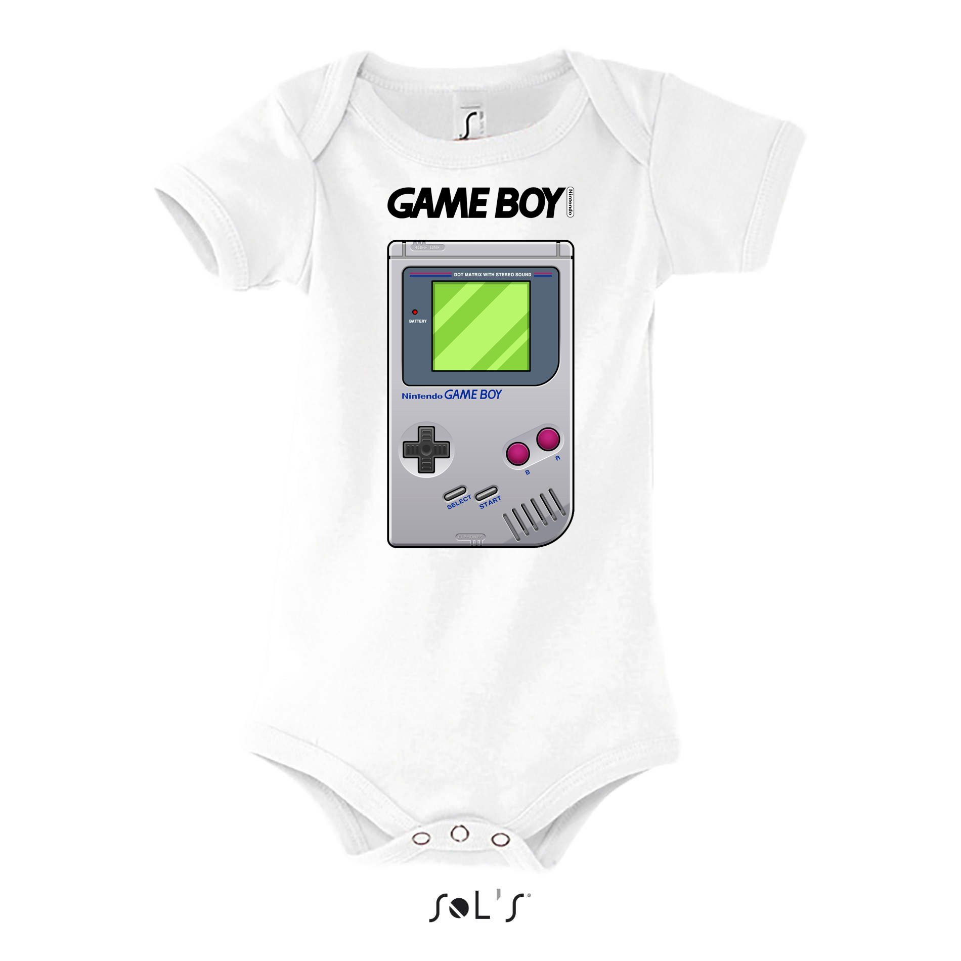 Blondie & Brownie Strampler Kinder Baby Game Boy Retro Nintendo Konsole Logo Gamer Weiss