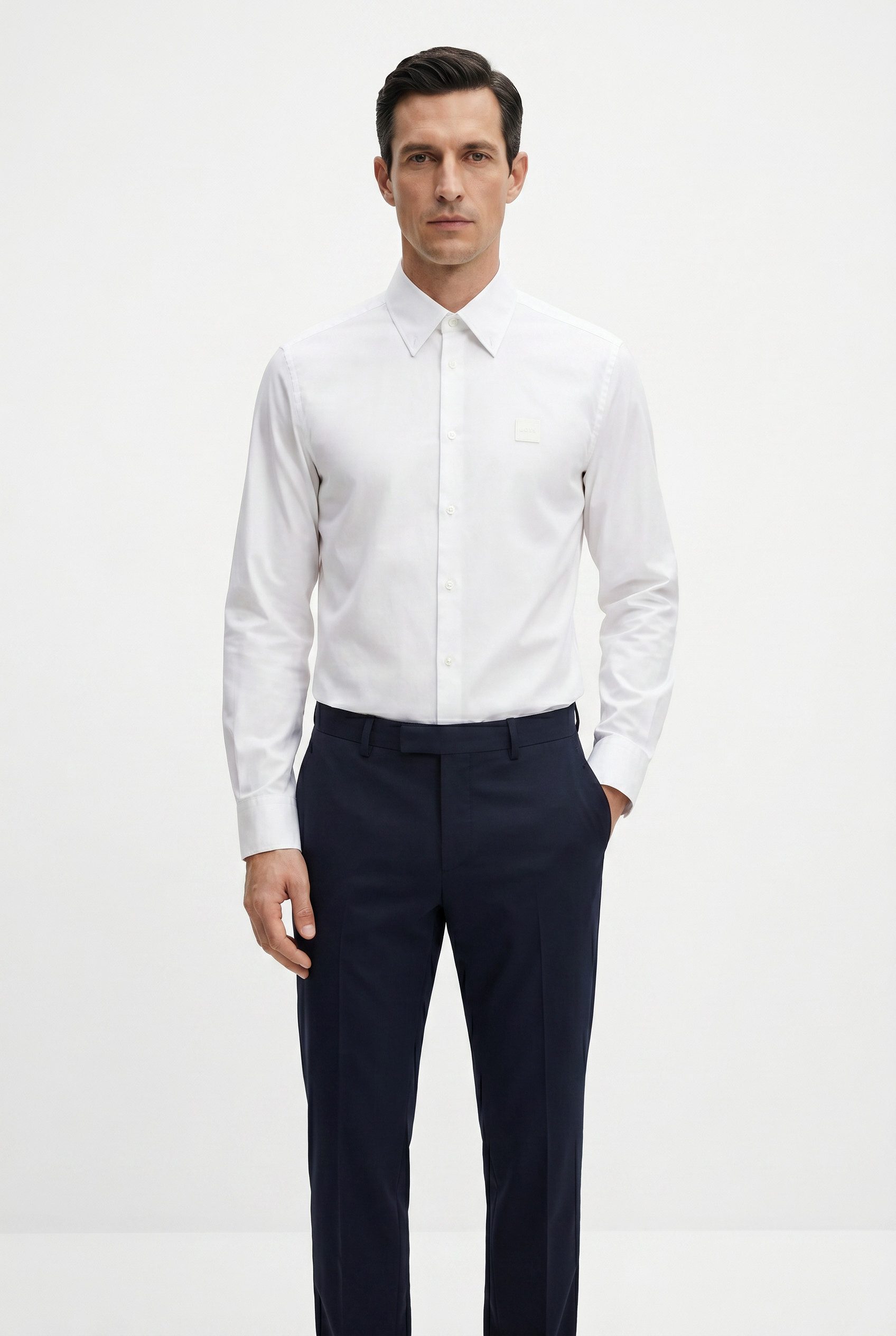 BOSS ORANGE Langarmhemd Ricoplus M Button-down-Kragen, Regular Fit, reine Baumwolle