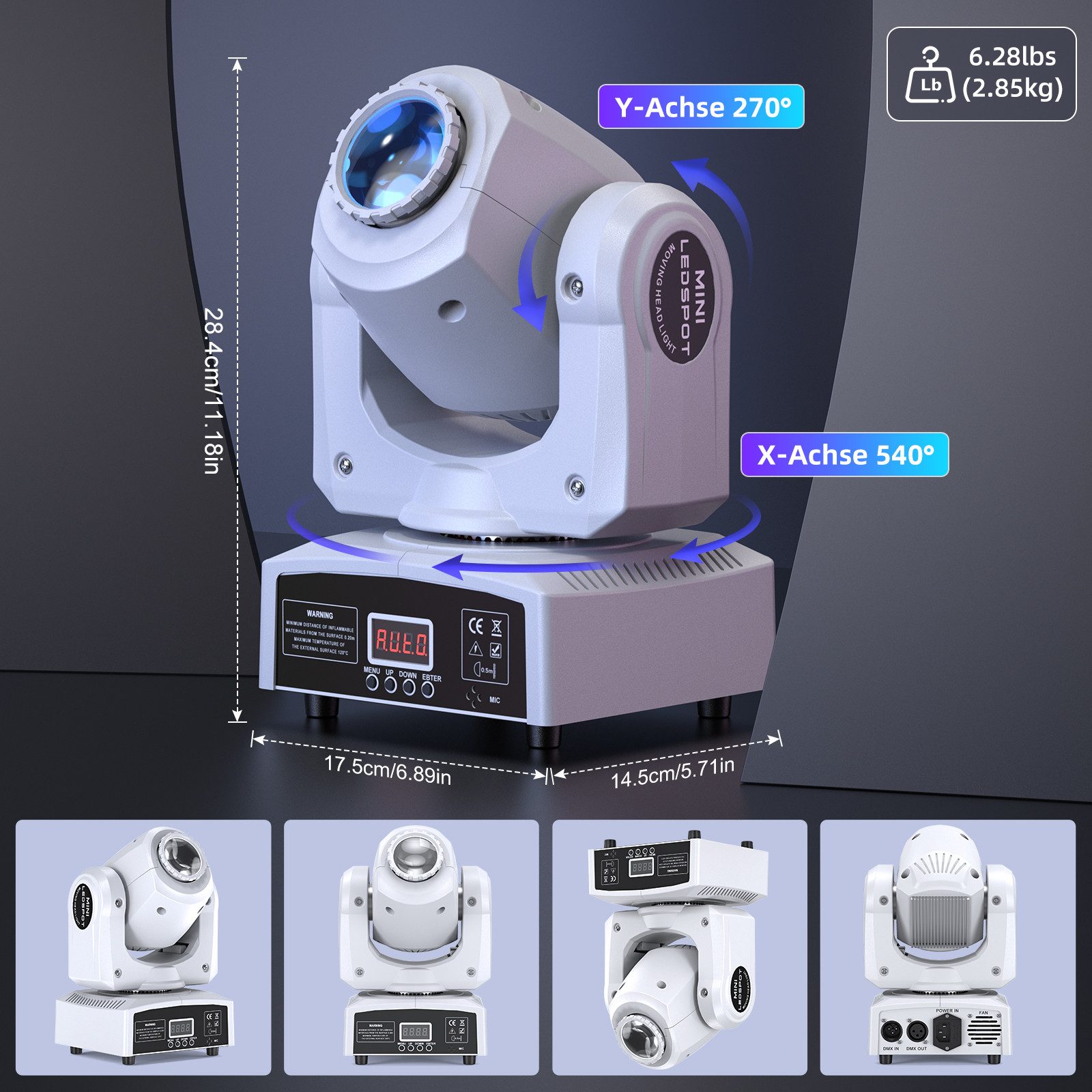 ZonQoonz Discolicht 100W Moving Head Light, BühnenLicht Gobo Strahl Für Party Disco, Weiß