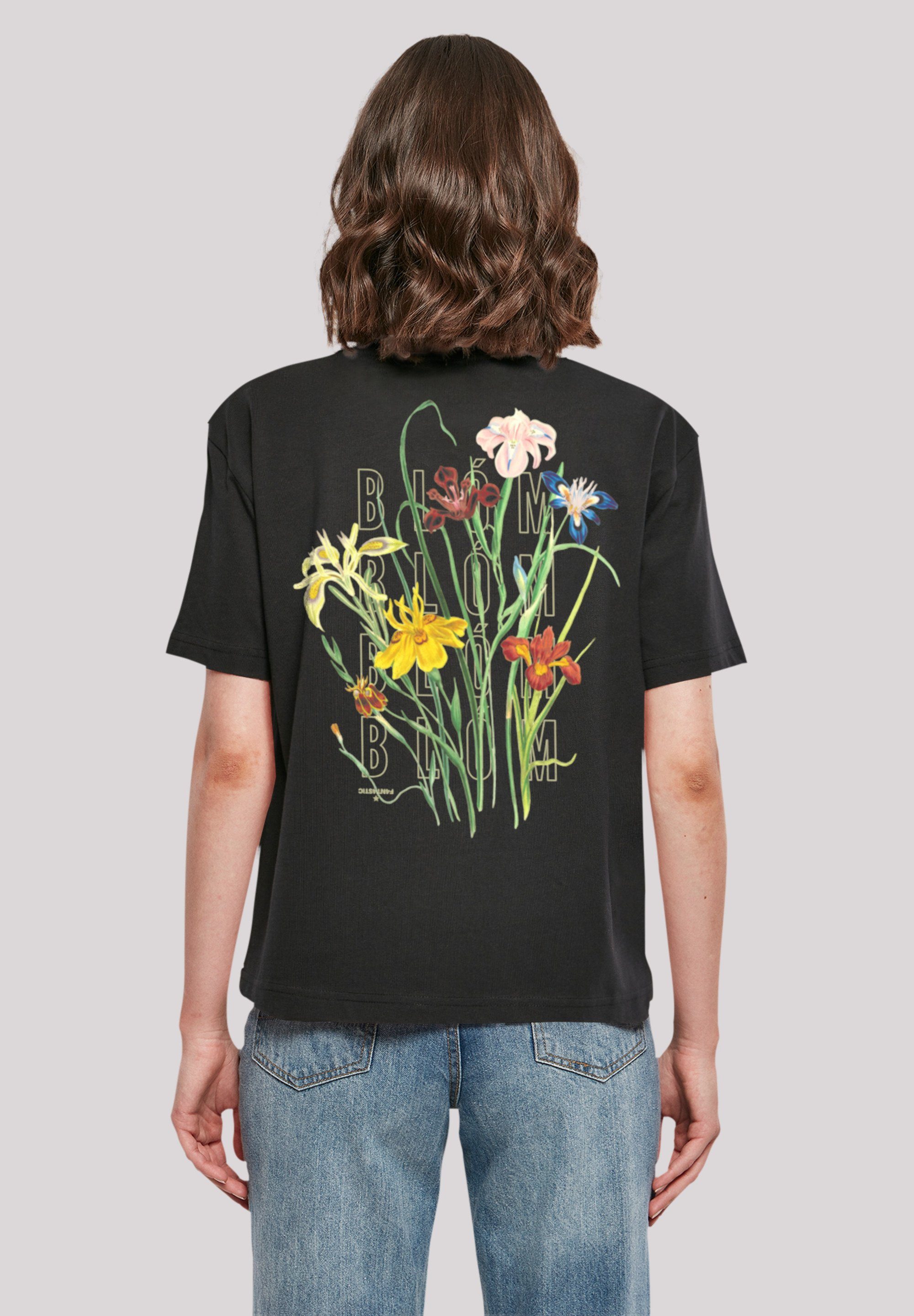 F4NT4STIC T-Shirt Blóm stylischen Look Gerippter Print, Rundhalsausschnitt für Blumenstrauss