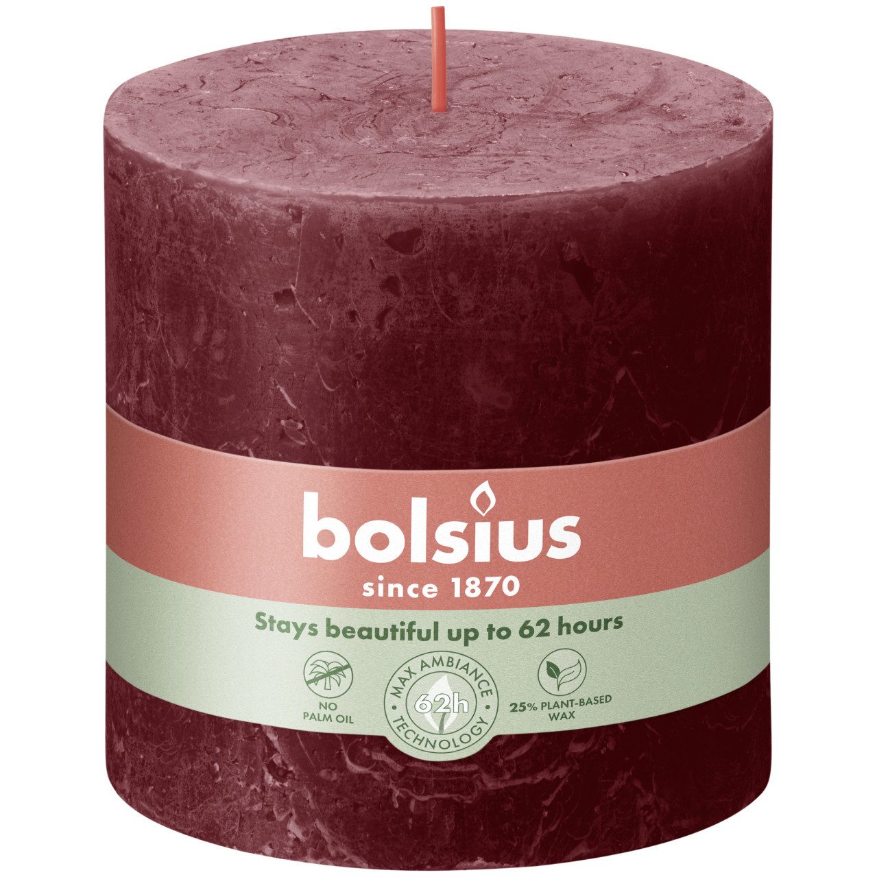 Bolsius Stumpenkerze Bolsius Rustik Stumpenkerze samtrot, Höhe: 10 cm günstig online kaufen