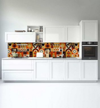 MyMaxxi Dekorationsfolie Küchenrückwand Lebensmittel orange selbstklebend Spritzschutz Folie