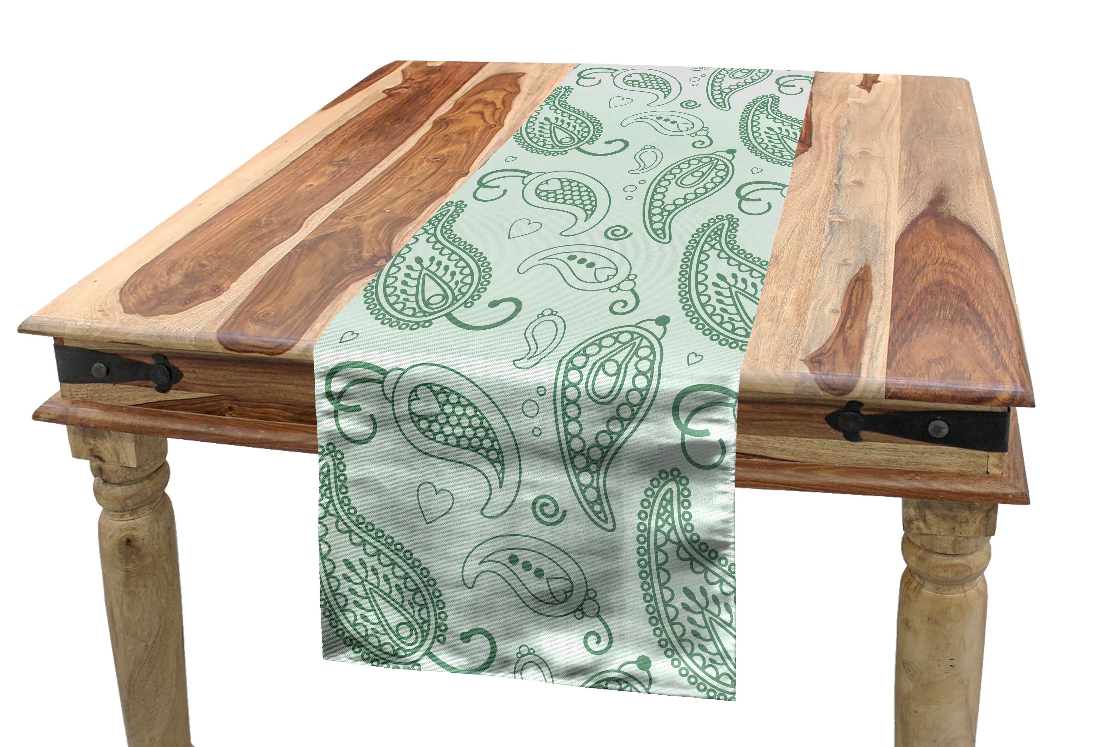 Abakuhaus Tischläufer Esszimmer Küche Rechteckiger Dekorativer Tischläufer, Paisley Buta Motive zweifarbige Kunst