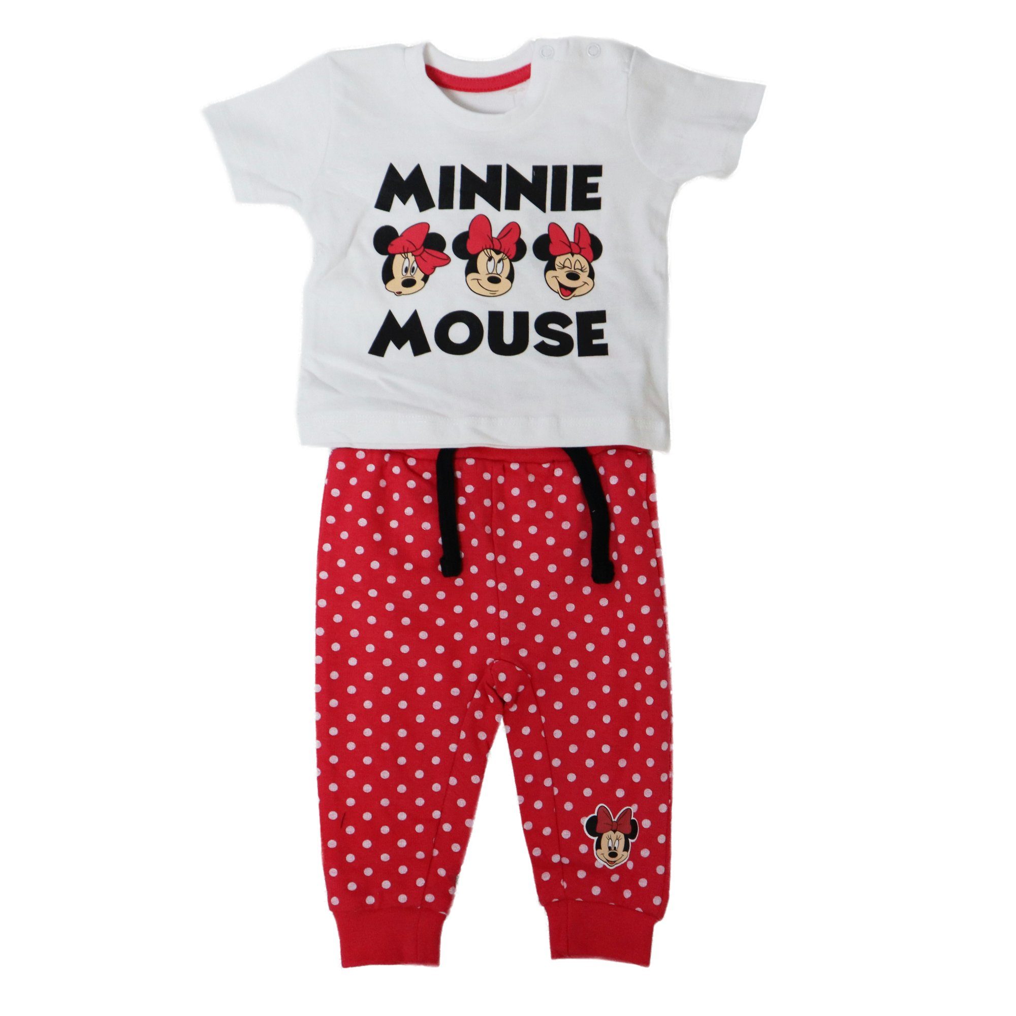 Disney Minnie Mouse T-Shirt Minnie Maus Baby Outfit Shirt und Hose Gr. 62 bis 86 Weiß