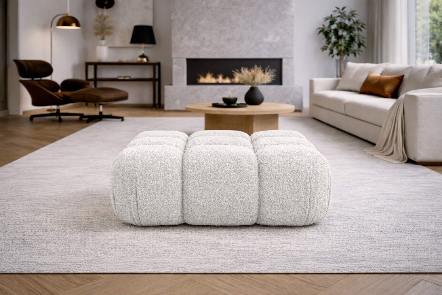 Kaiser Möbel Hocker Modularer für das Wohnzimmer, Bouclé-Stoff Abriamo, Selia (Hocker), Teil der Selia Modul-Kollektion,Weiche,Vielseitig kombinierbar