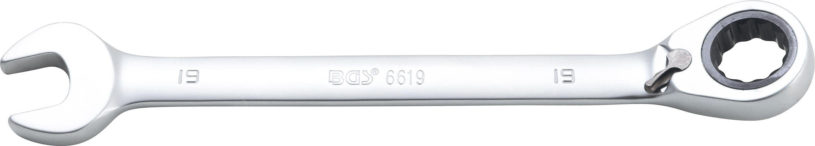 BGS technic Stecknuss Ratschenring-Maulschlüssel, umschaltbar, SW 19 mm