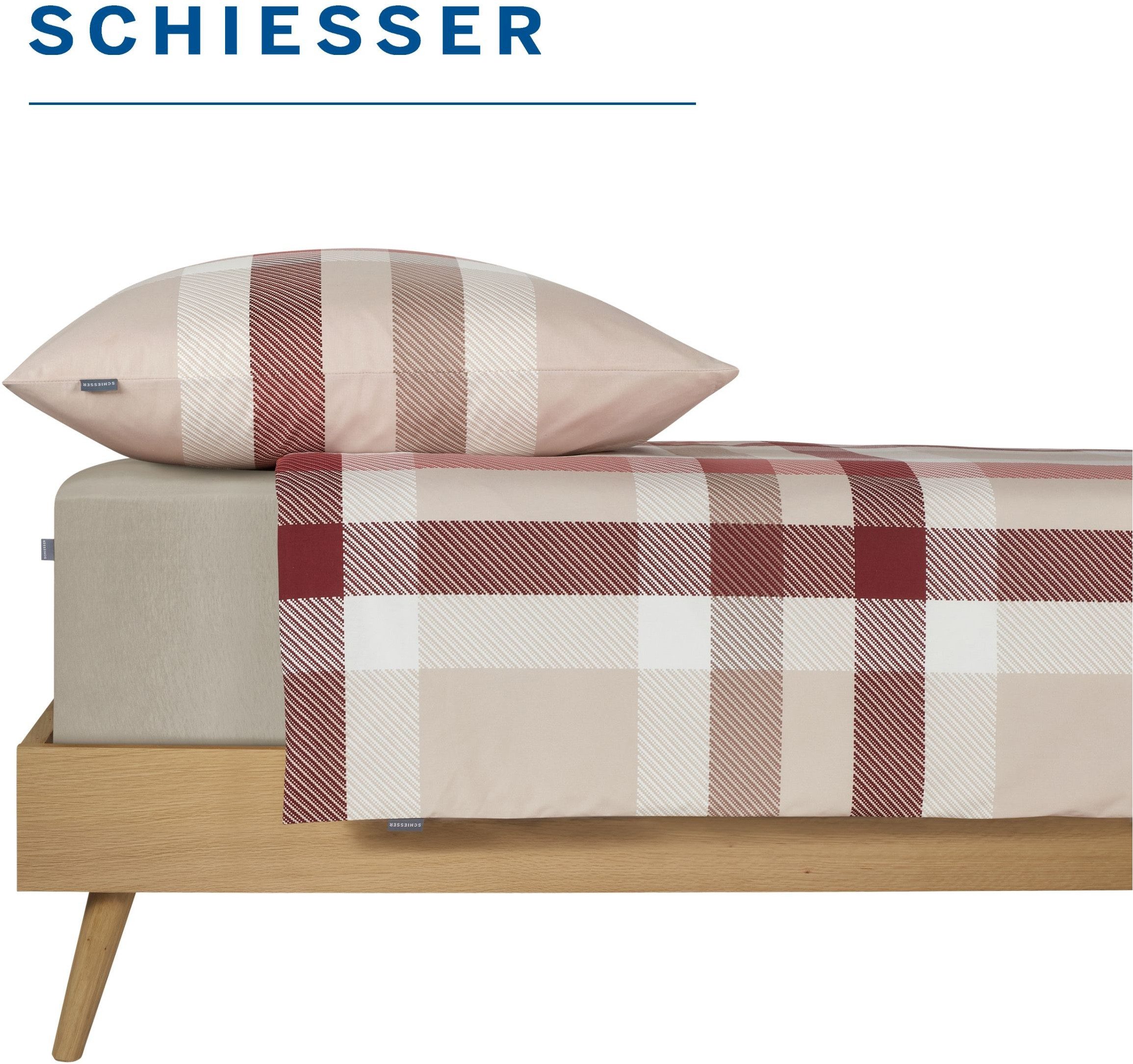 Schiesser Spannbettlaken Elli aus weicher Baumwolle mit Elasthananteil für flexiblen Sitz, Jersey-Elasthan, Gummizug: rundum, (1 Stück), für hohe Matratzen und  – Bild 4 von 5