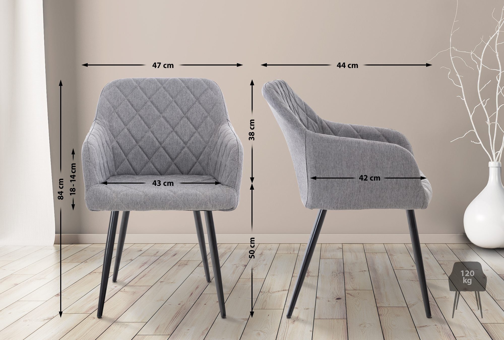 CLP Küchenstuhl Shila (4er Set), Metall, günstig online kaufen