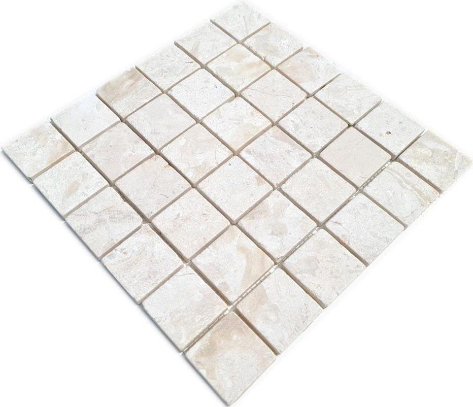 Mosani Bodenfliese Marmor Mosaik Fliese Mosaik weiß creme Küche