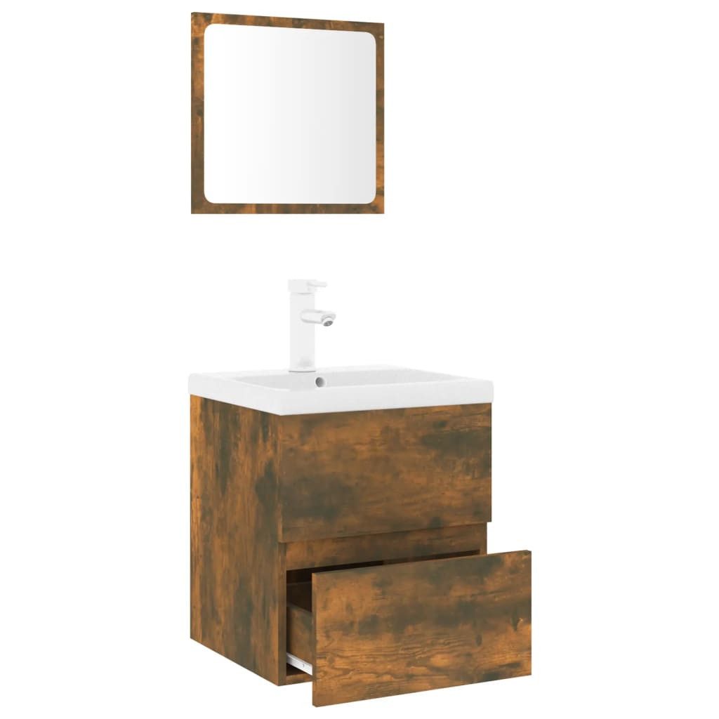 vidaXL Badezimmer-Set Badmöbel-Set Räuchereiche Holzwerkstoff, (1-St) günstig online kaufen