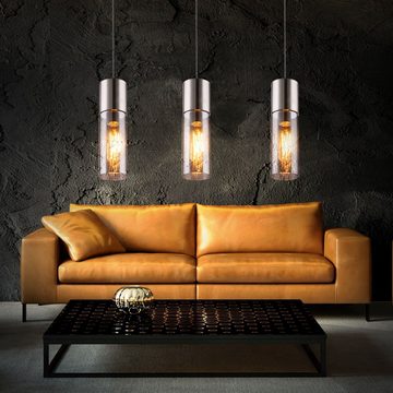 etc-shop LED Pendelleuchte, Leuchtmittel inklusive, Warmweiß, Decken Hänge Lampe rauch Wohn Zimmer Glas Pendel Strahler Leuchte im