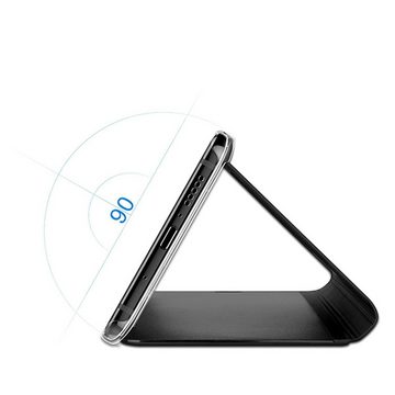 FITSU Handyhülle Spiegel Hülle für Samsung Galaxy A15 Handytasche 6,5 Zoll, Schlanke Klapphülle, elegantes Flipcase, Handyhülle mit Standfunktion