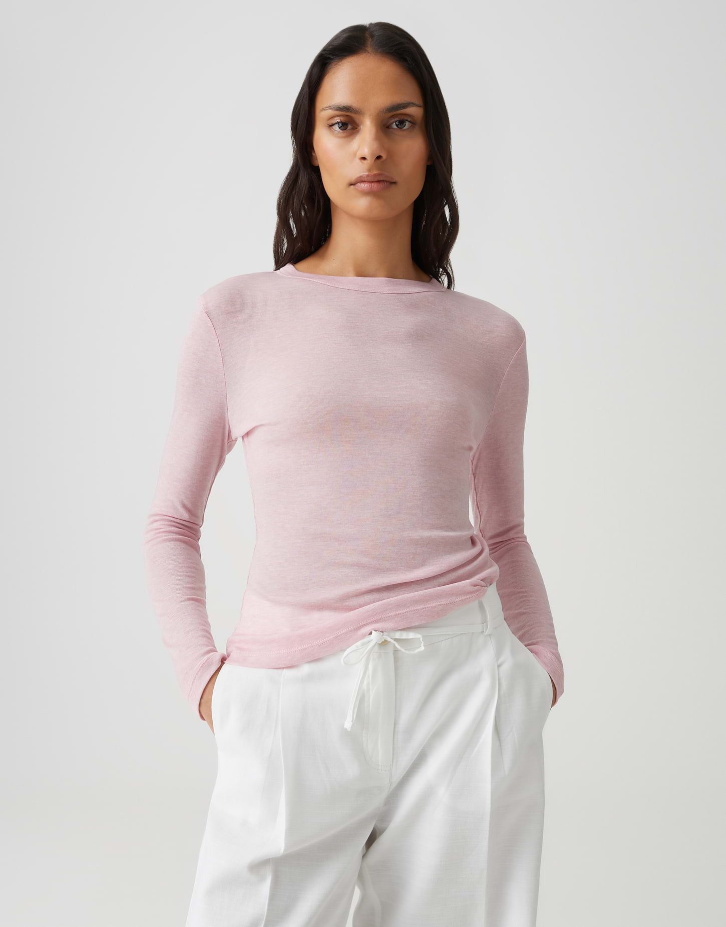 OPUS Longsleeve SEFEMINA Slim im Tencel Wollmix schmale Passform, glatter Griff, wärmend