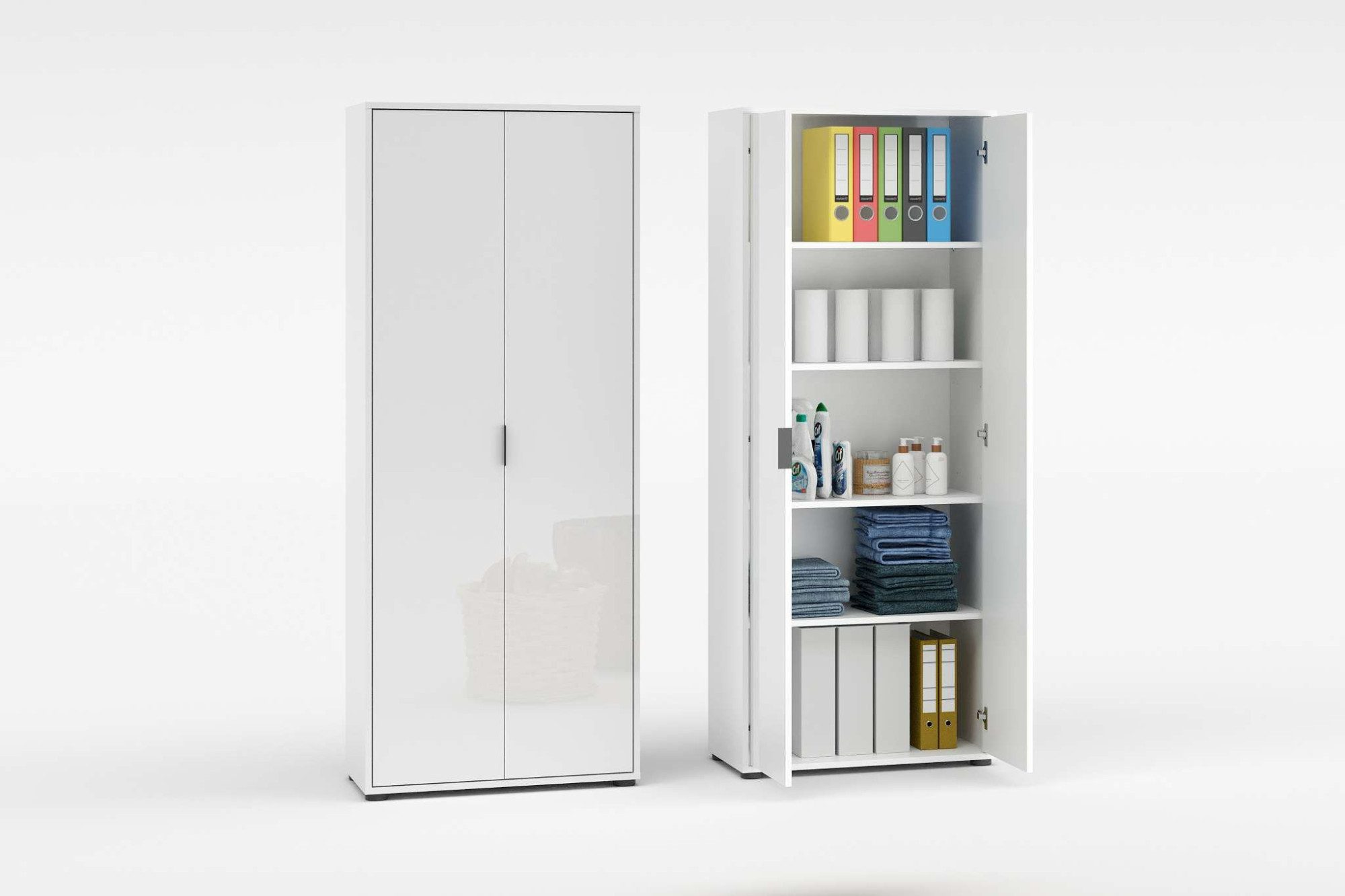 INOSIGN Mehrzweckschrank Stauraumschrank, Breite 72,5 cm, Höhe 178 cm (1-St) 2 Türen, 4 Einlegeböden-Schrank hochglanz lackiert