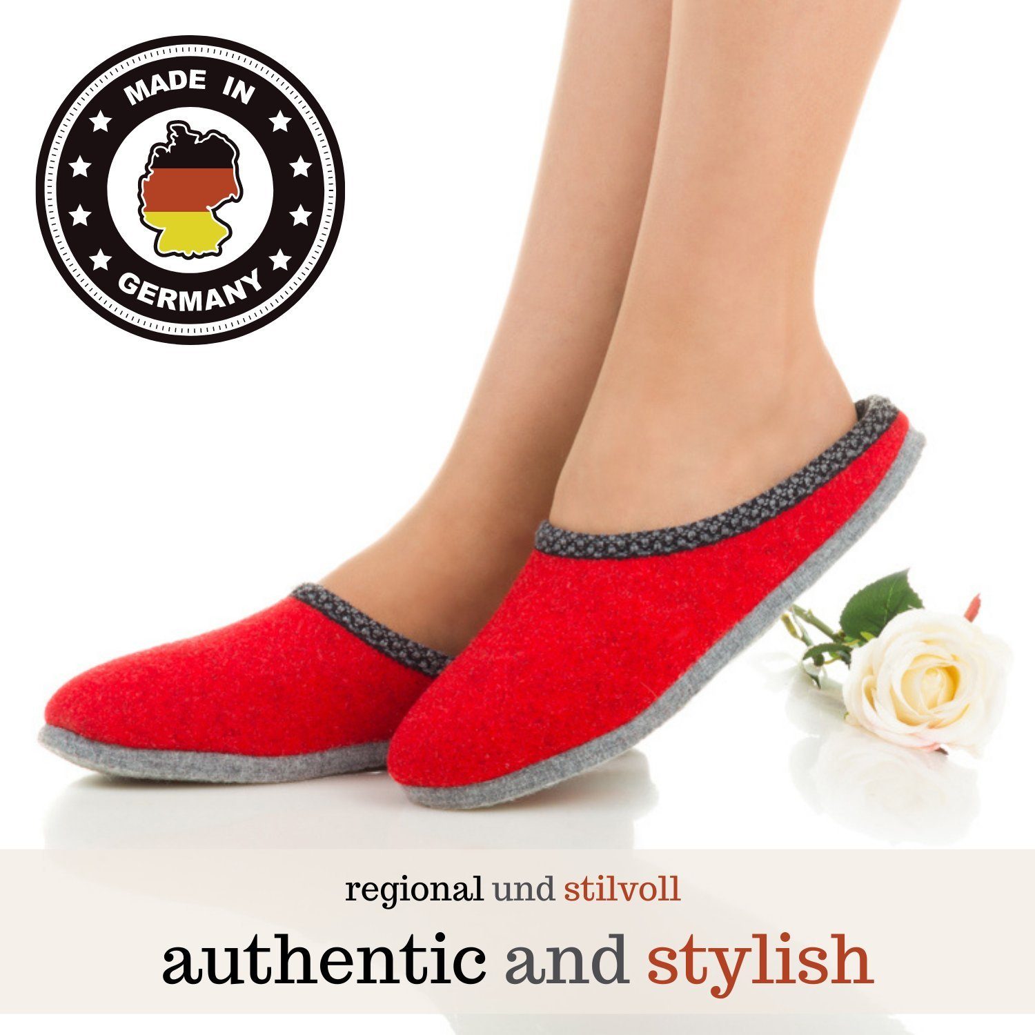 Pantoffelmann Walk-Filzpantoffel Herren Damen Filz Hausschuhe warme Filzlatschen Pantoffel (1 Paar) Filzpantoffeln, Gästepantoffel besonders leicht