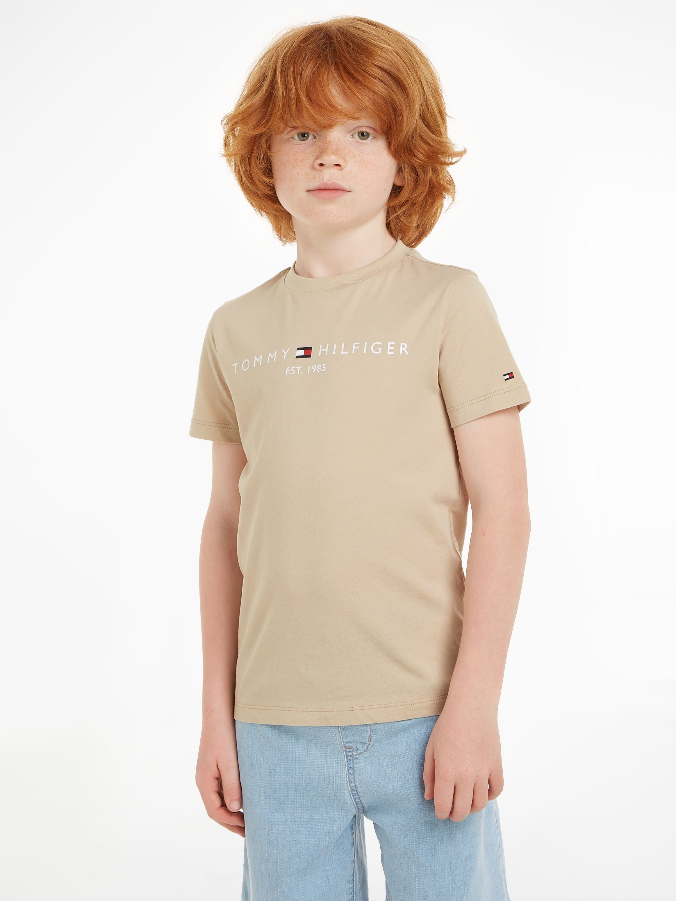 Tommy Hilfiger T-Shirt U ESSENTIAL bis Jahre beige 16 Kinder S/S TEE