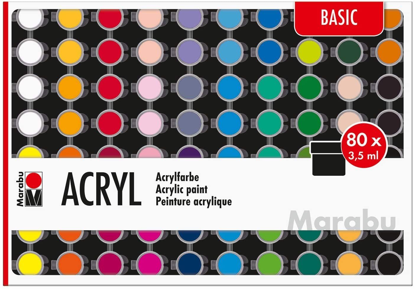 Marabu Acrylfarbe Marabu Acrylfarben-Set "BASIC", 80 x 3,5 ml