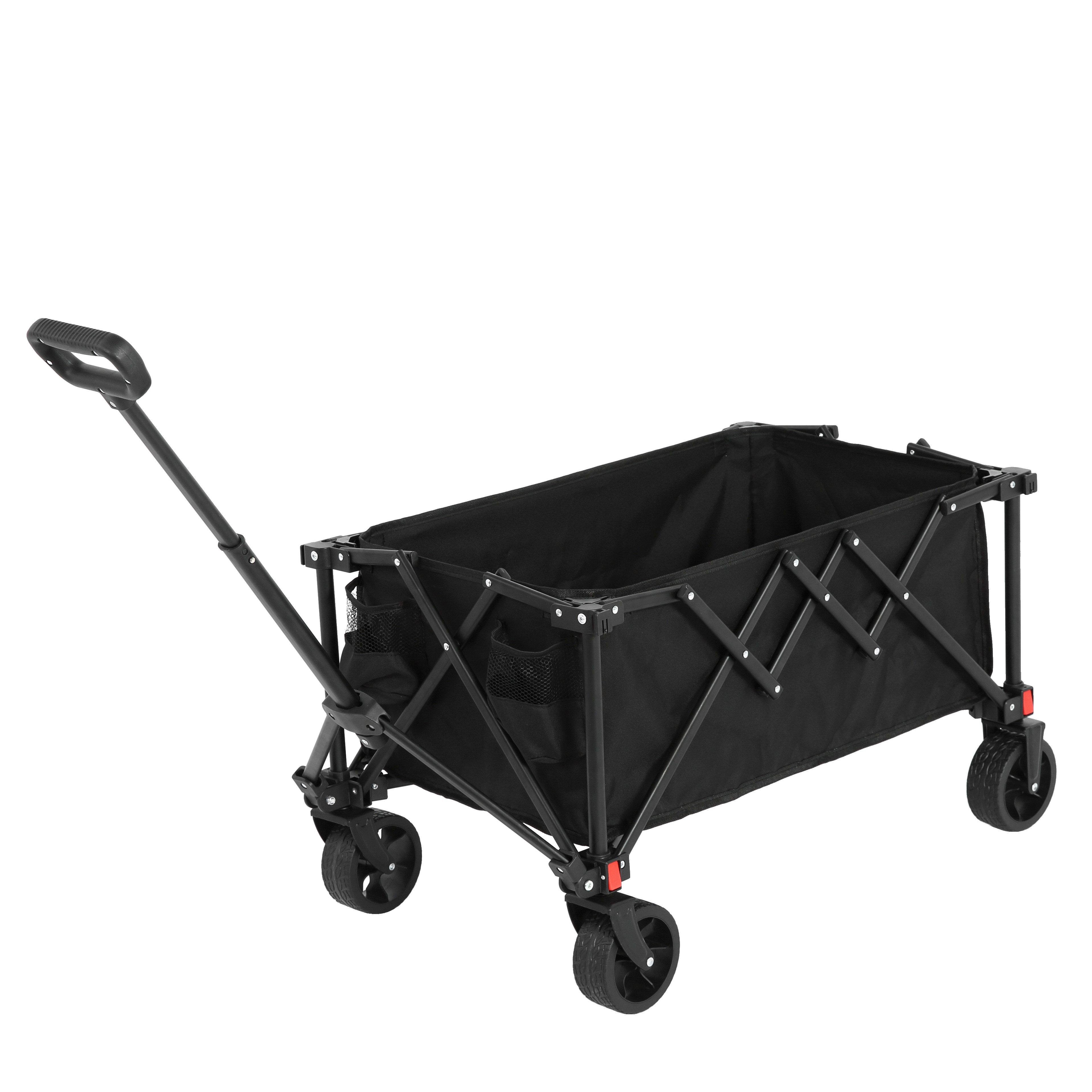 CHICFURN Bollerwagen Faltbarer Transportwagen mit Geländerädern und verstellbarem Griff (Packung, 1-tlg., Für Camping, Einkauf, Sport und Angeln), Robuster Outdoor-Wagen, Schwarz