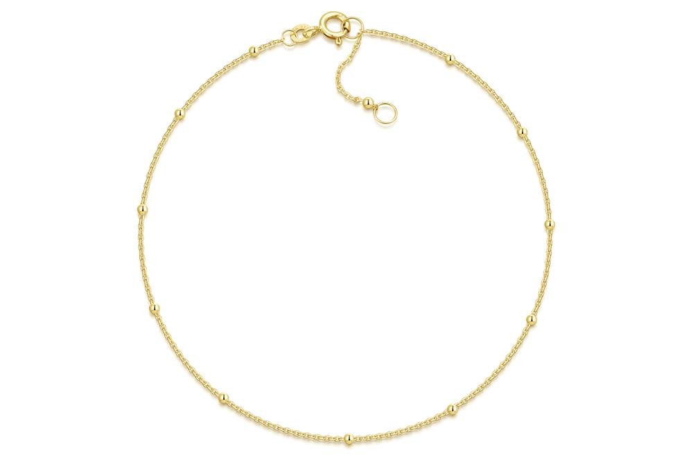 Silberkettenstore Fußkette Fußkette Erbse mit Kugeln 1mm - echt 333 Gold, Länge wählbar