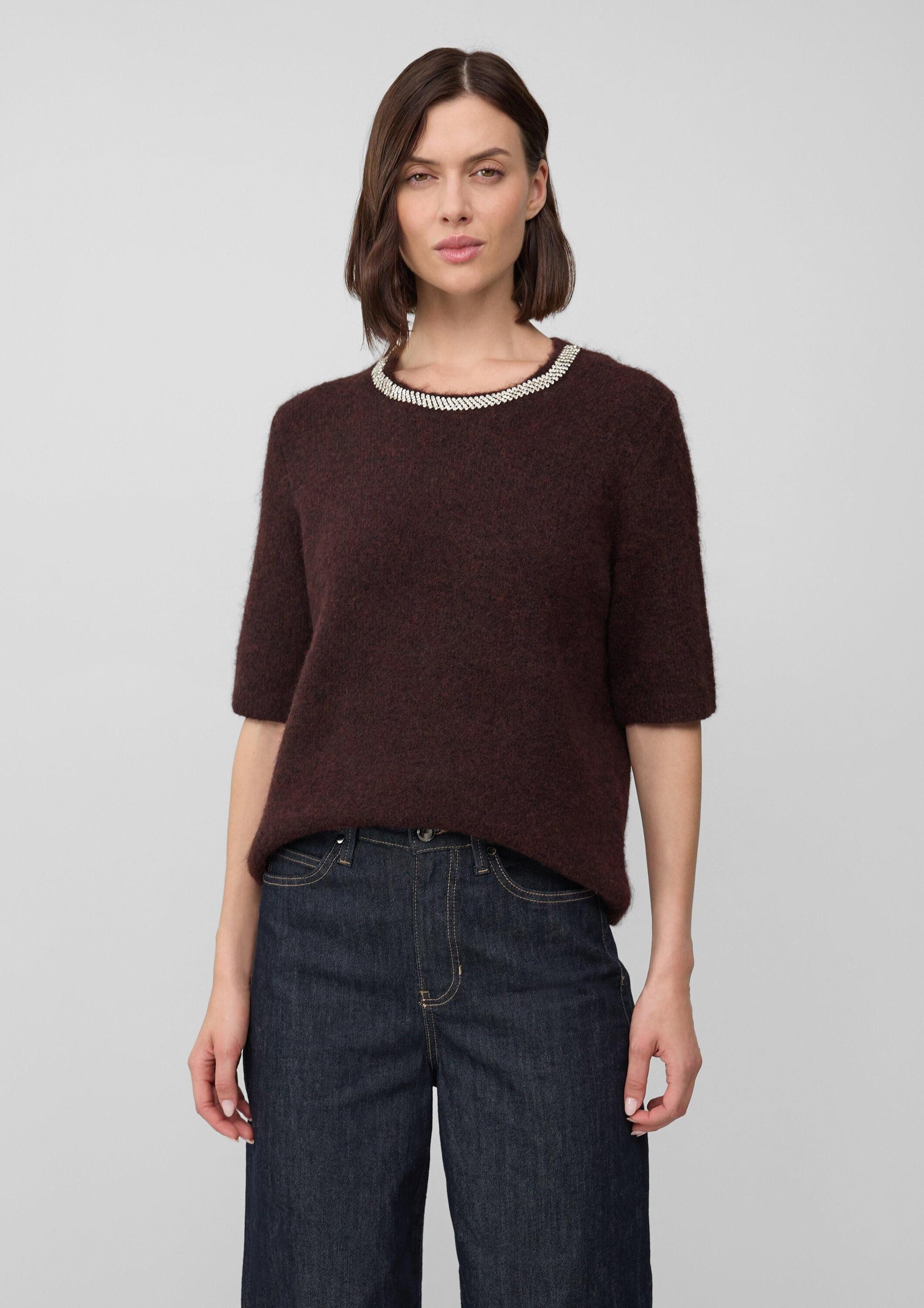 s.Oliver Kurzarmpullover Strickpullover Softer Kurzarm-Pullover aus Wollmix günstig online kaufen