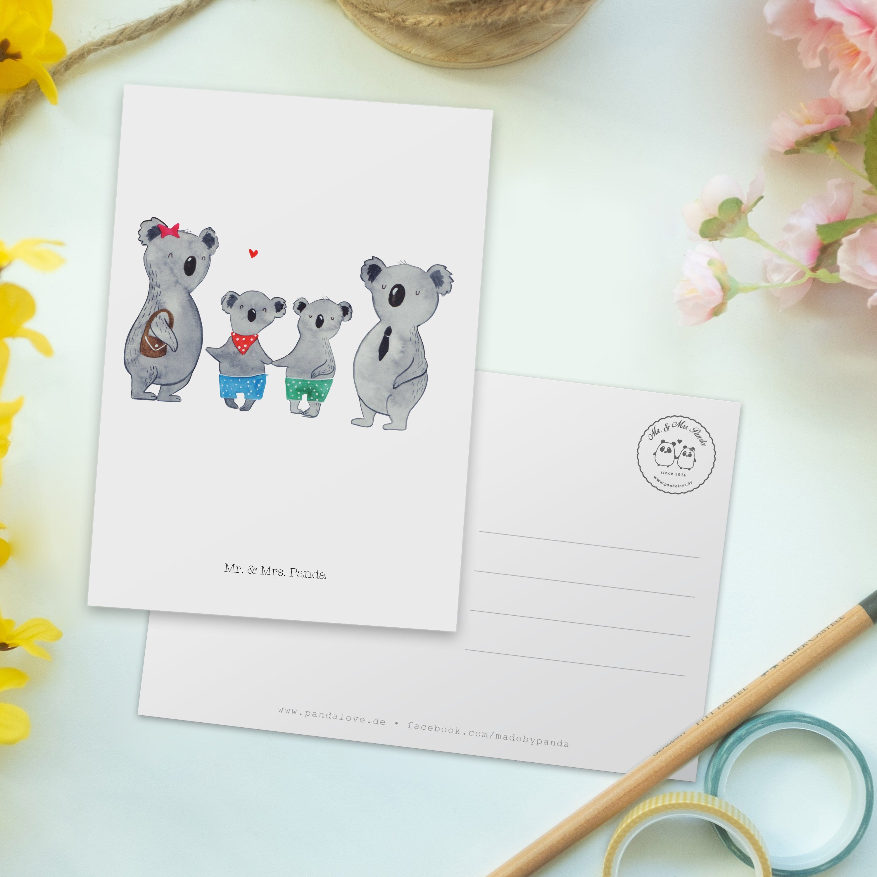 Geschenk, Mr. Sch Koalabär, Weiß Lieblingsfamilie, - Koala zwei Postkarte Familie Panda - & Mrs.